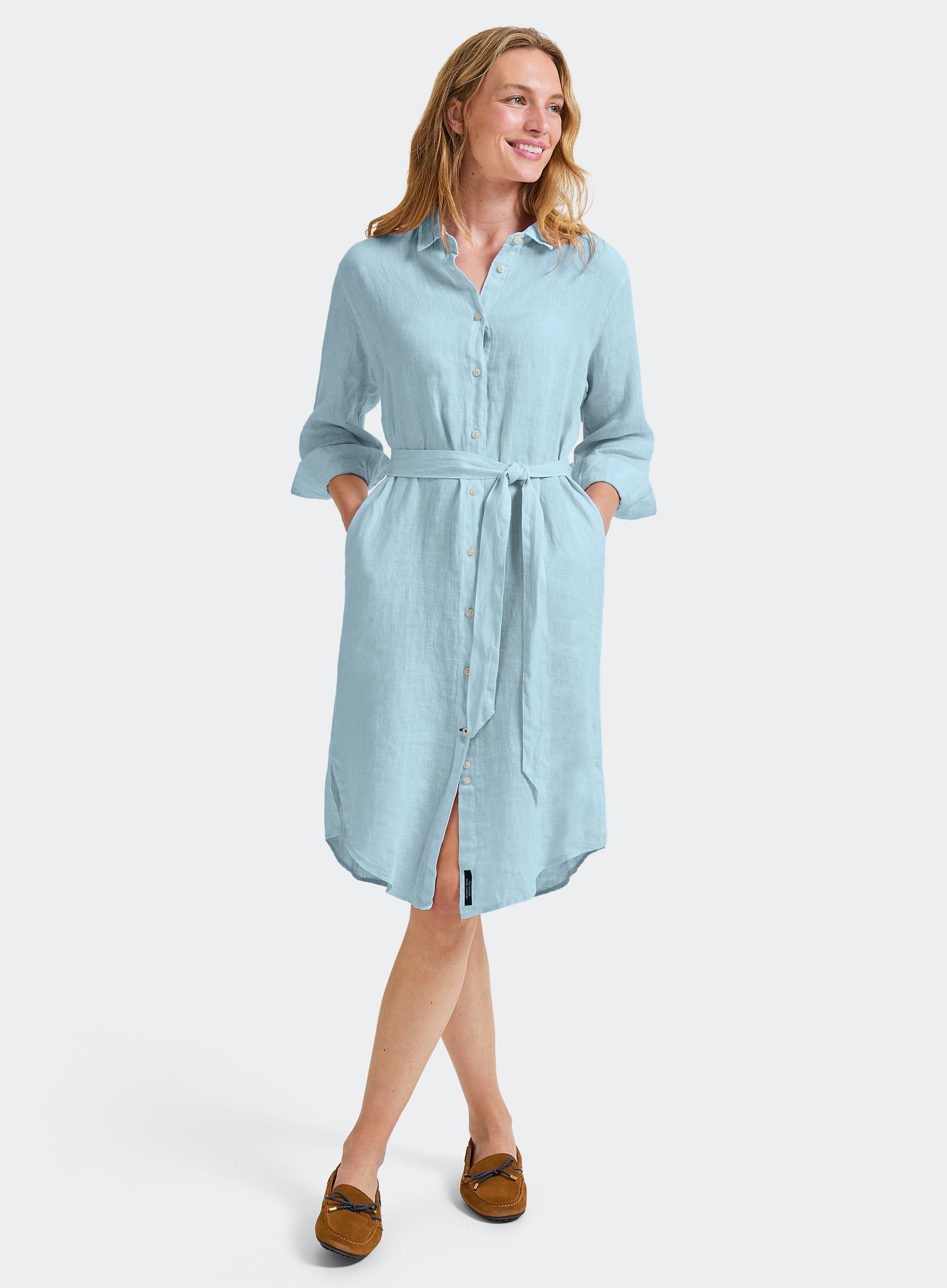 Linen Shirt Dress Light Blue