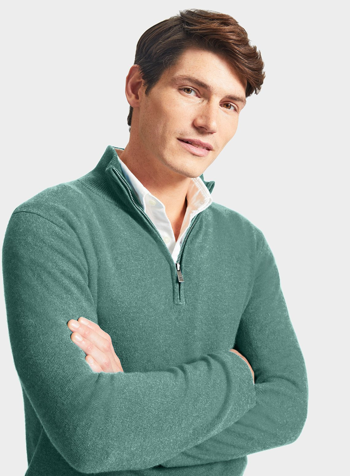 Cashmere 1 4 Zip in Green