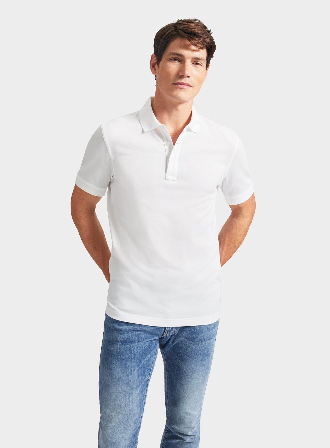 Pique Polo Shirt in White Oxford Shirt Co