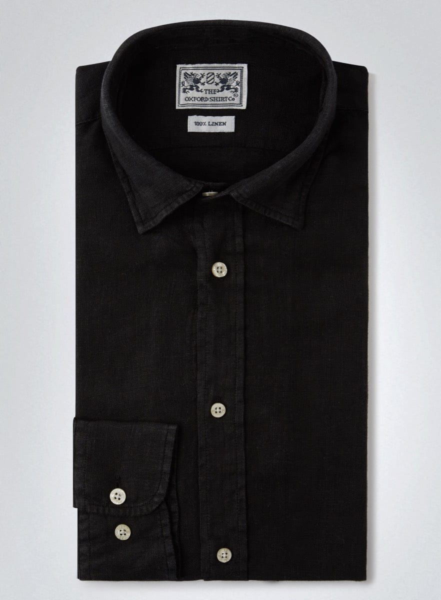 Womens Linen Shirt in Black Oxford Shirt Co