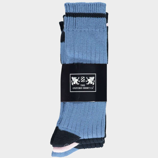 3 Pack of Socks in Blue Contrast