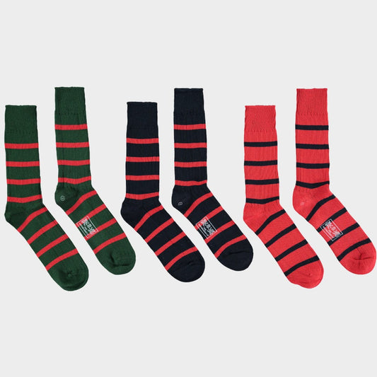 3 Pack of Socks in Red Stripes