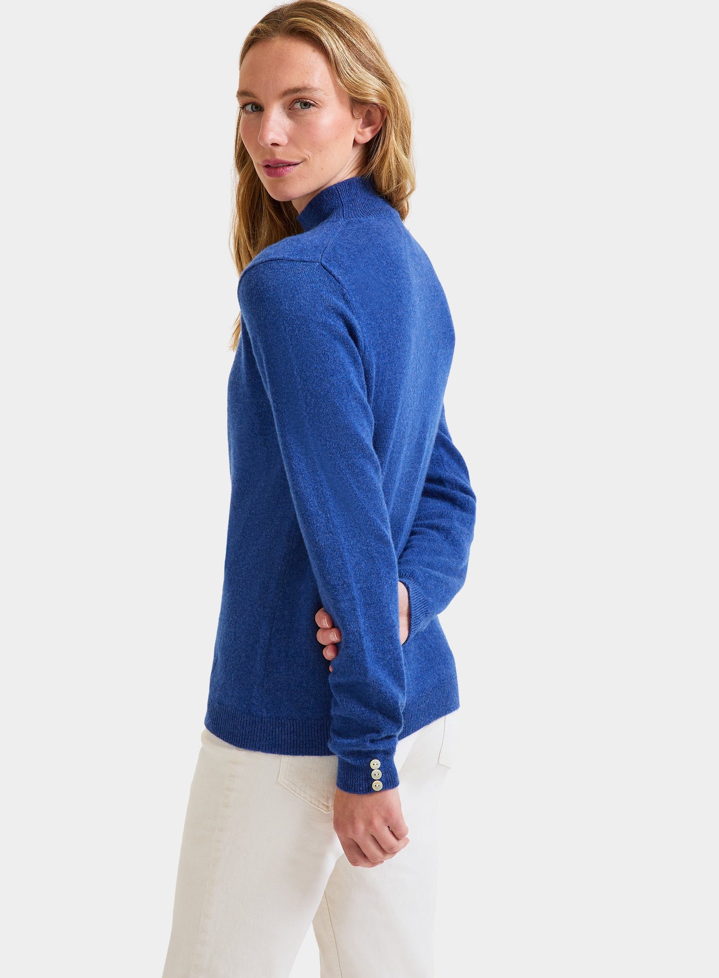 Cashmere Roll Neck in Denim