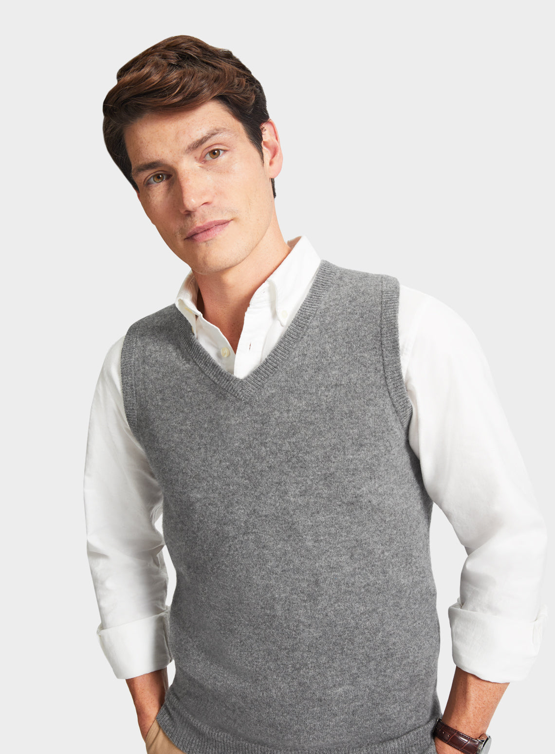 Mens grey sleeveless jumper sale