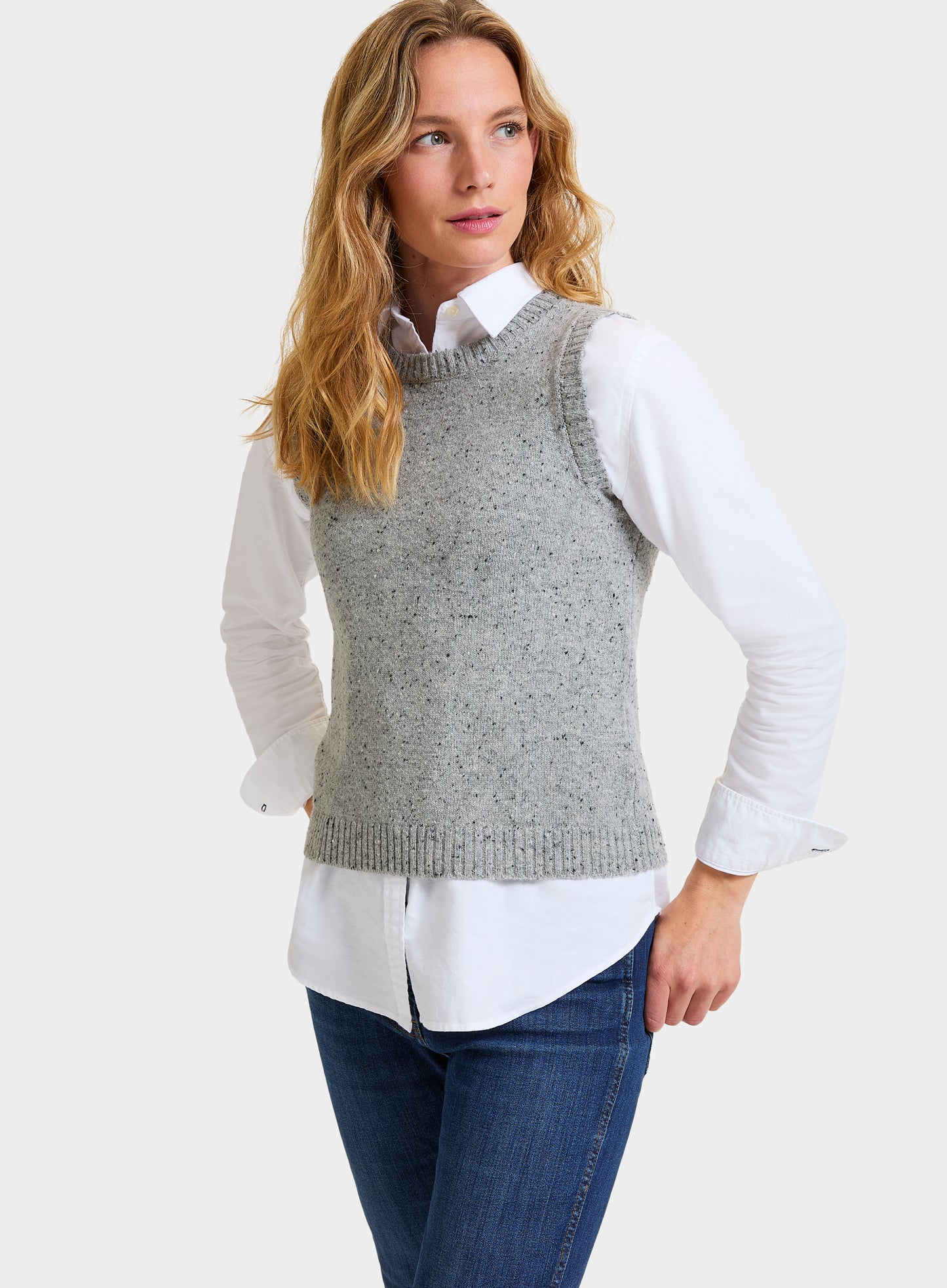 Knitted Neppy Vest in Grey