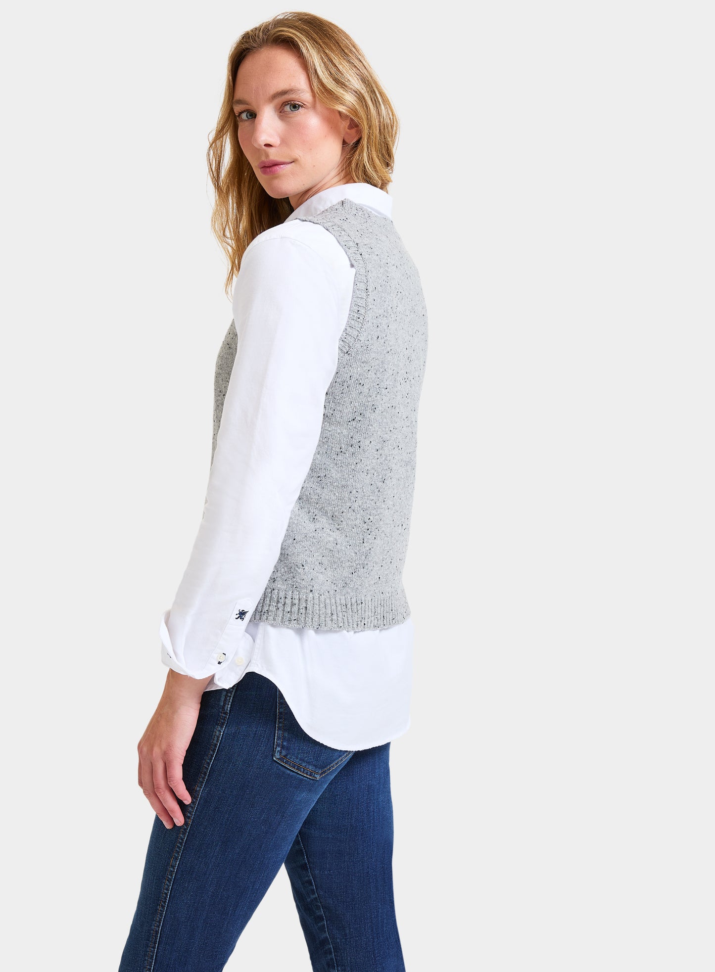 Knitted Neppy Vest in Grey