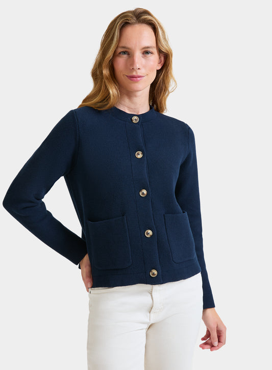 Cotton Cardigan in Navy