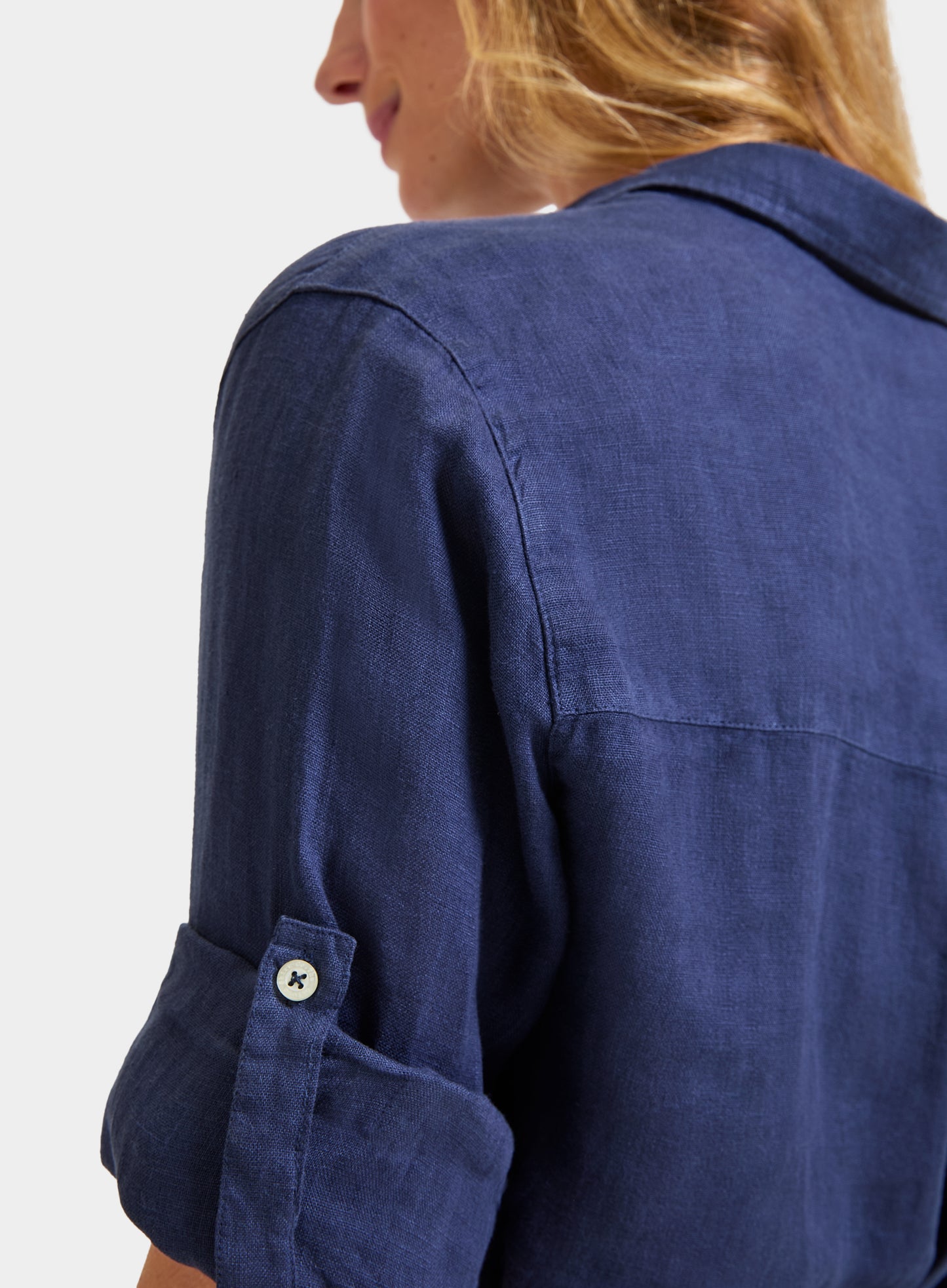 Linen Shirt Dress - Navy