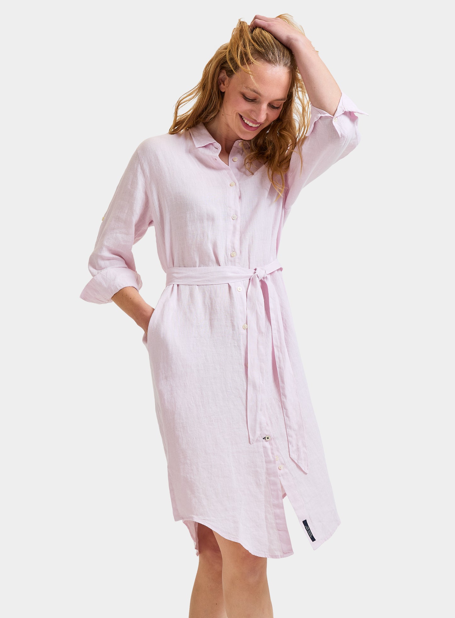 Linen Shirt Dress - Pink