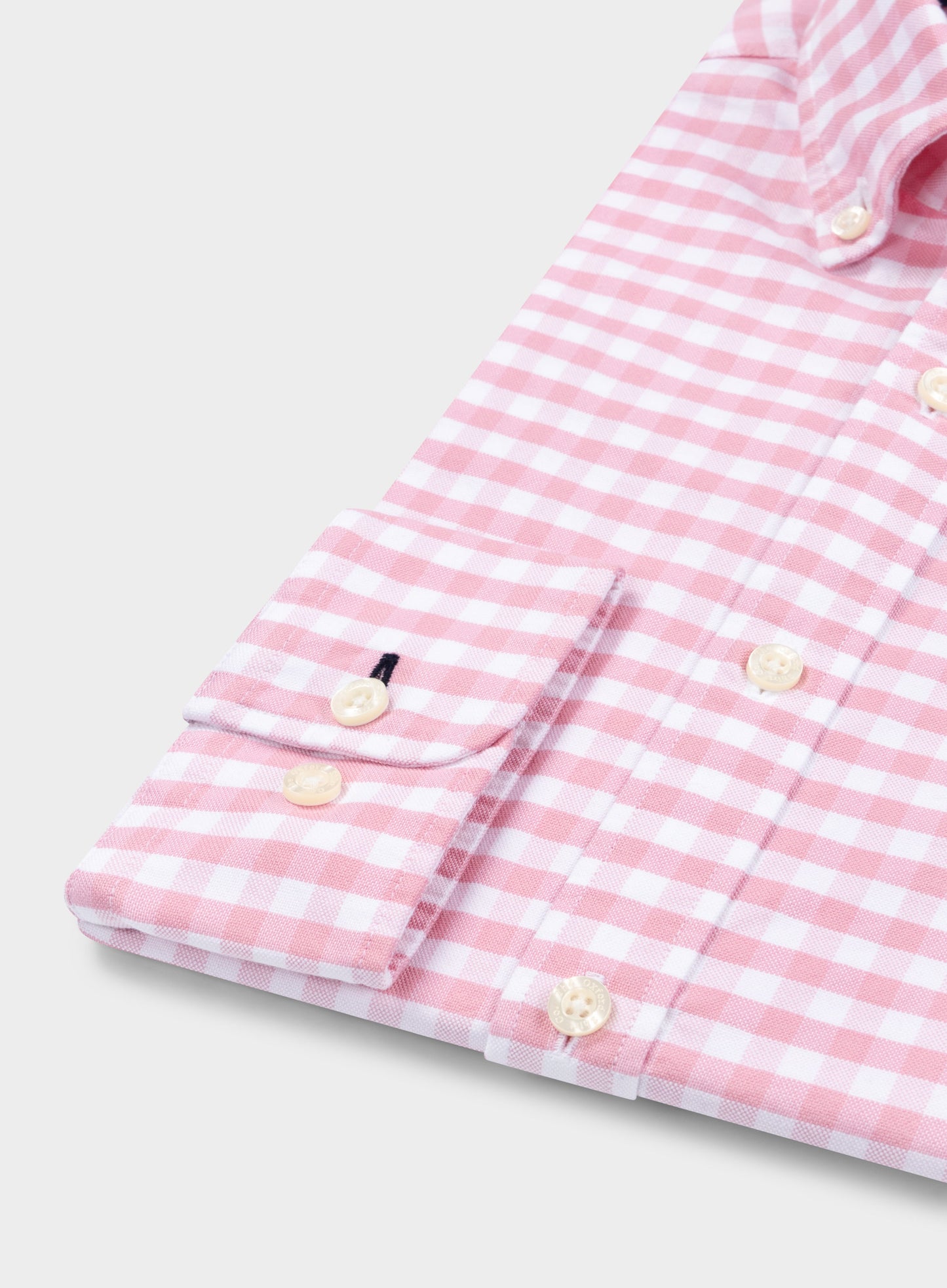 Button Down Oxford Shirt - Pink Check