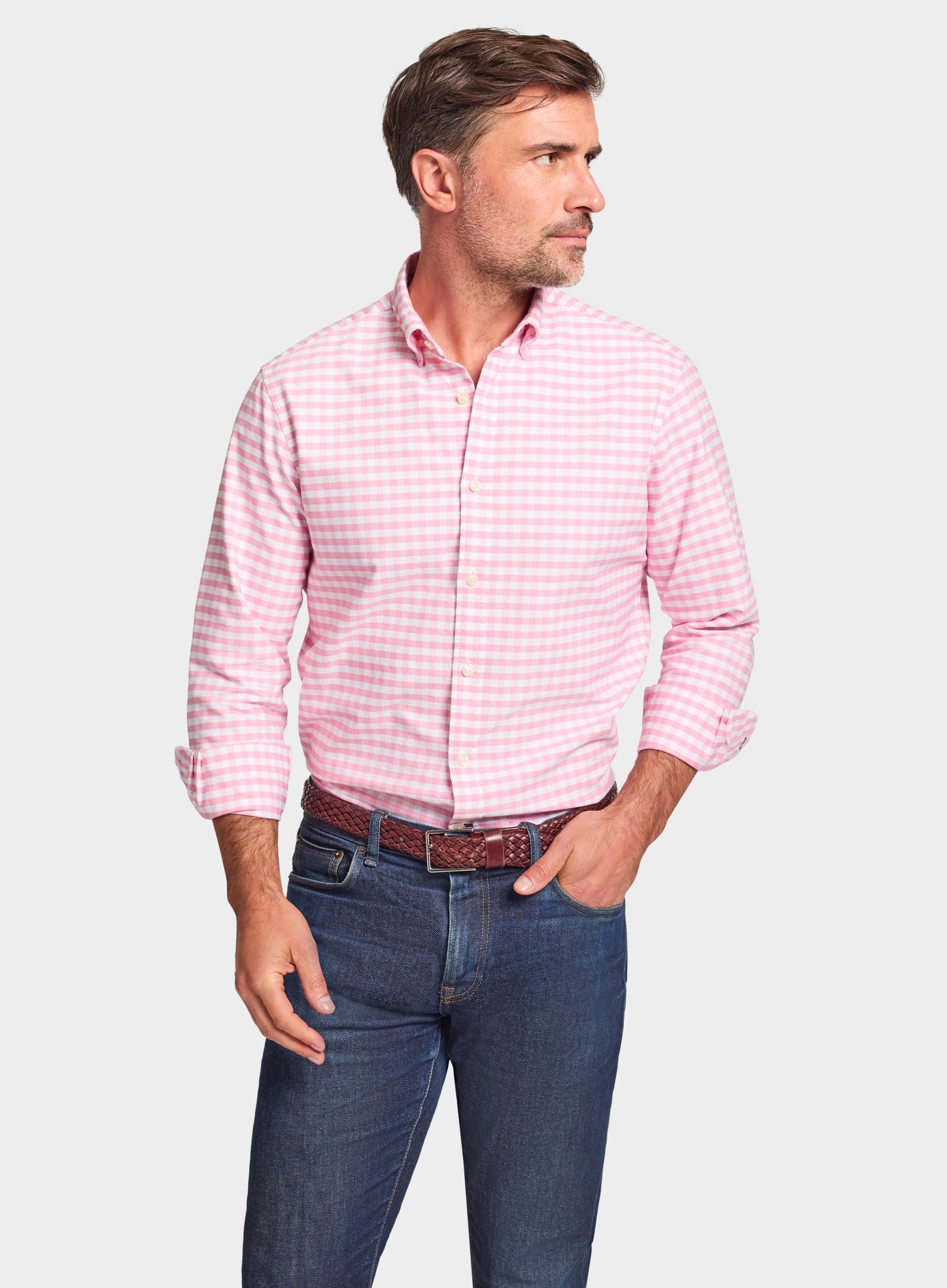 Button Down Oxford Shirt - Pink Check