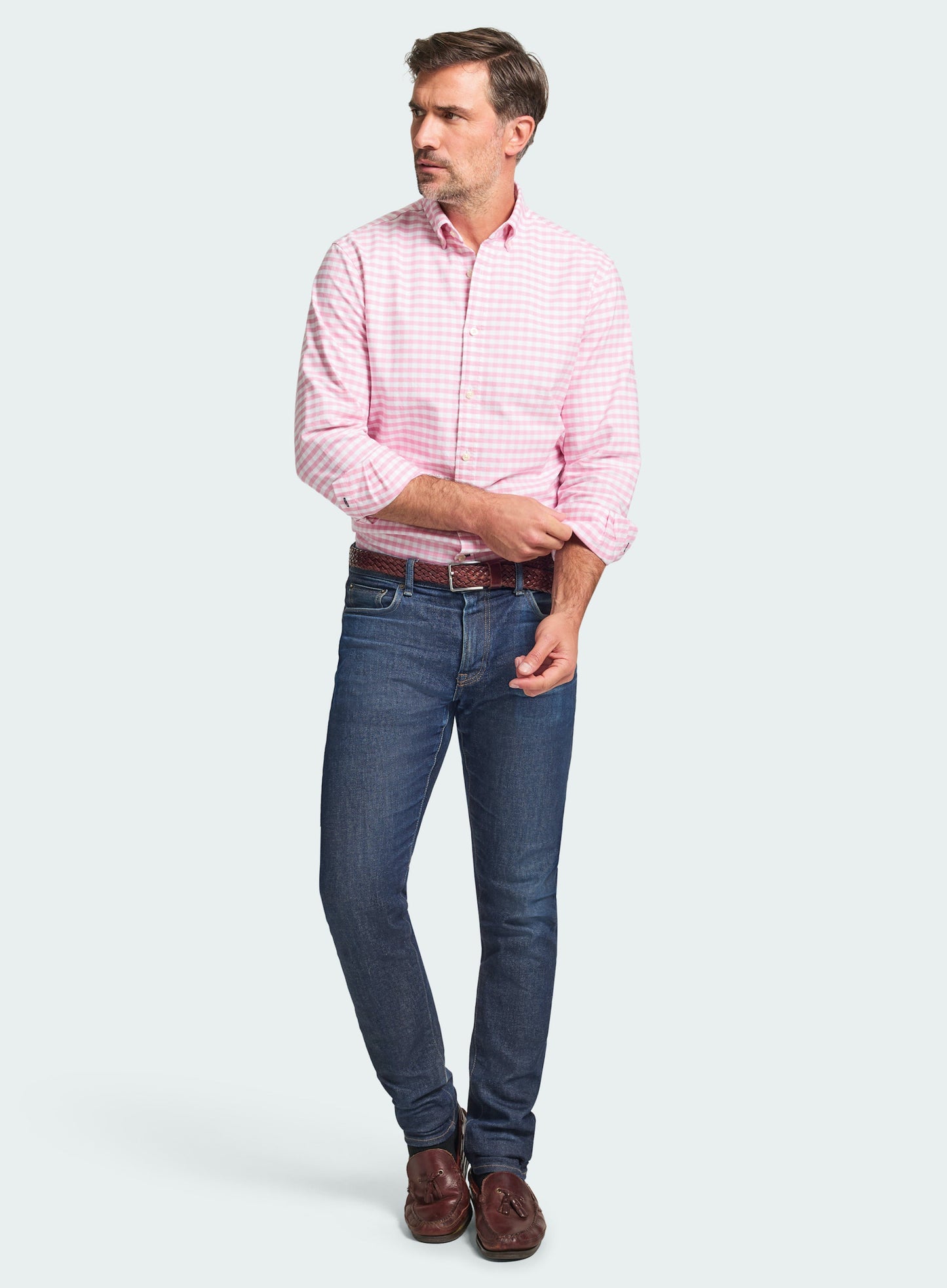 Button Down Oxford Shirt - Pink Check