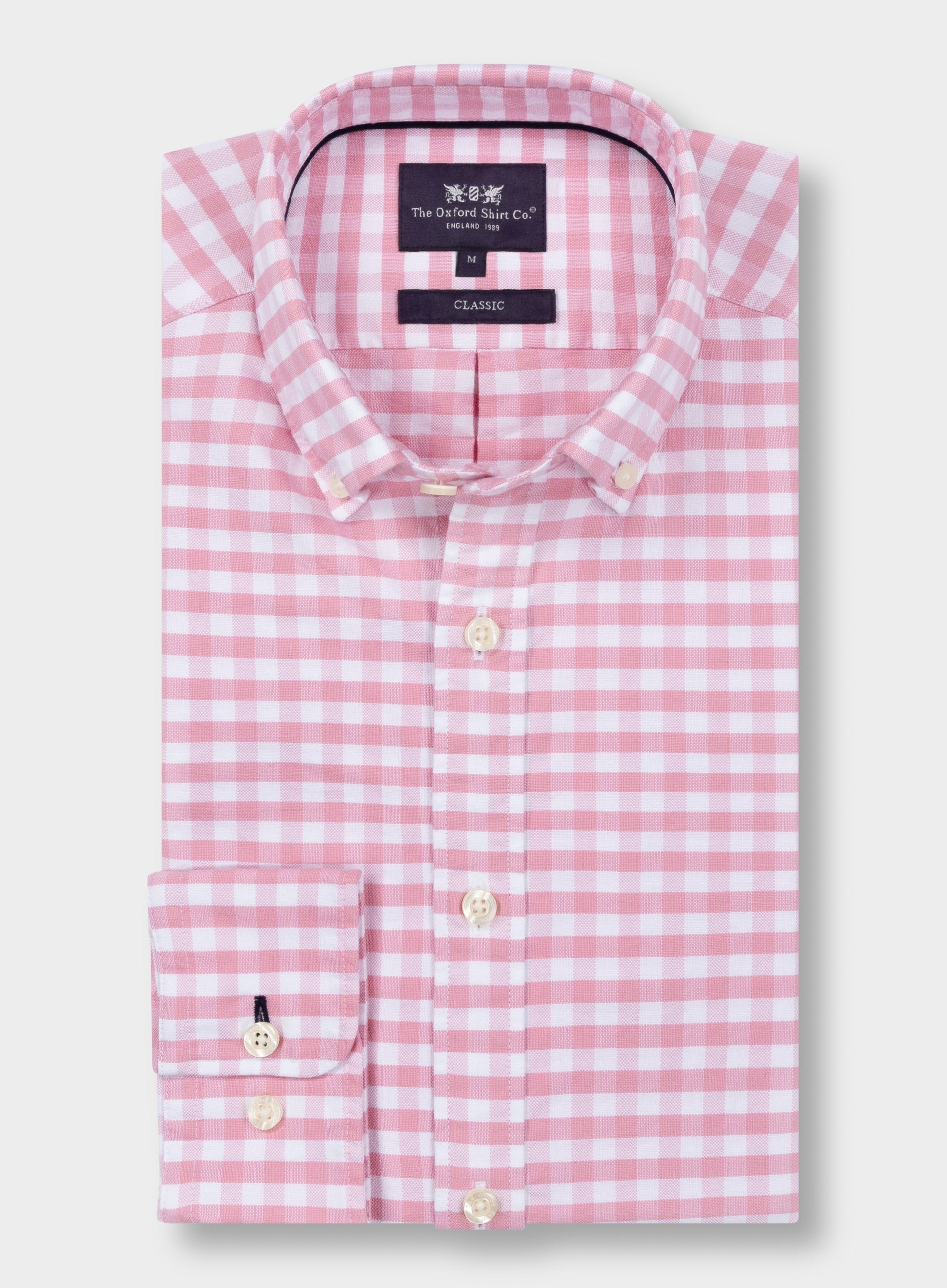 Button Down Oxford Shirt - Pink Check