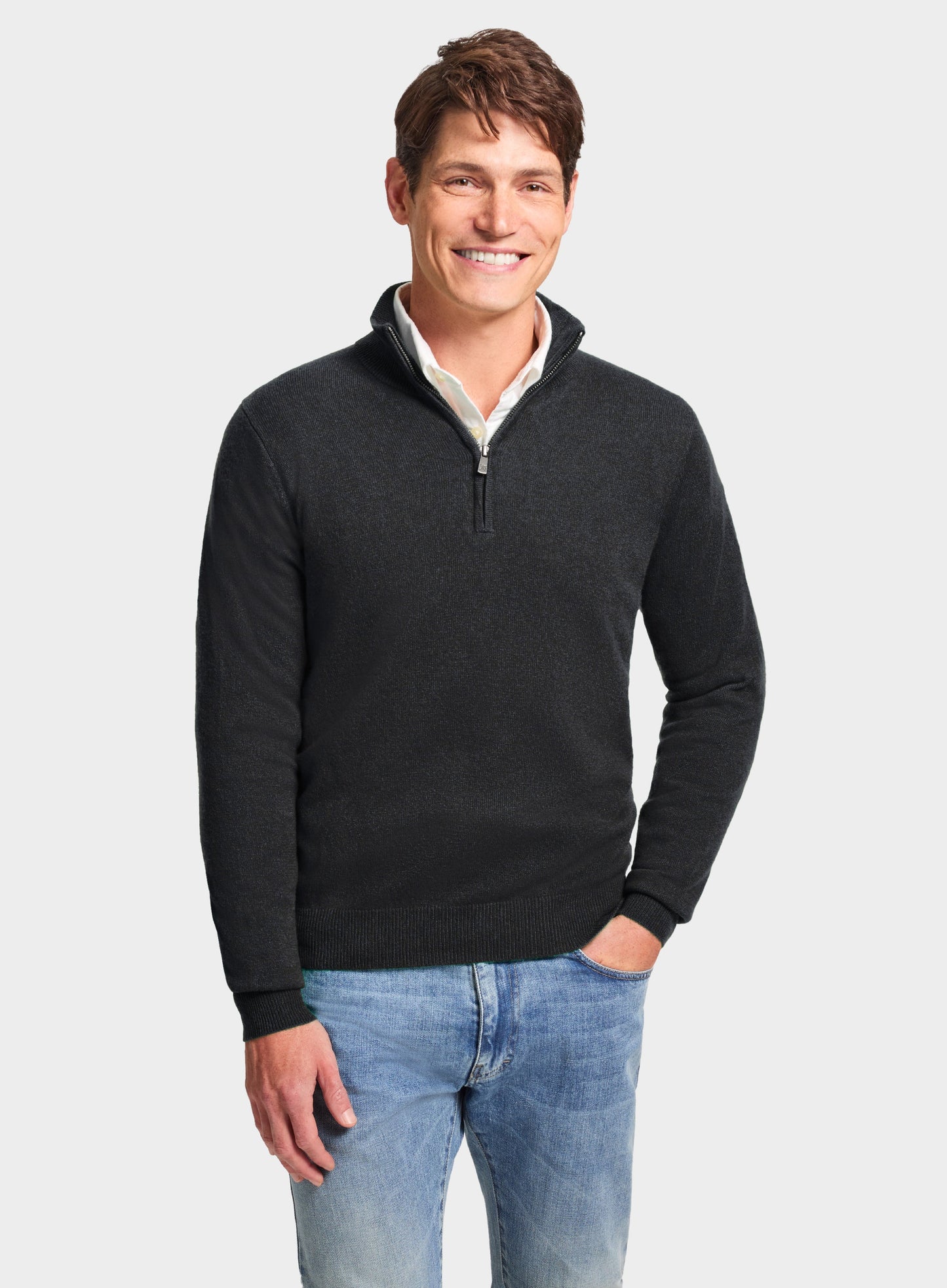 Cashmere 1/4 Zip in Charcoal