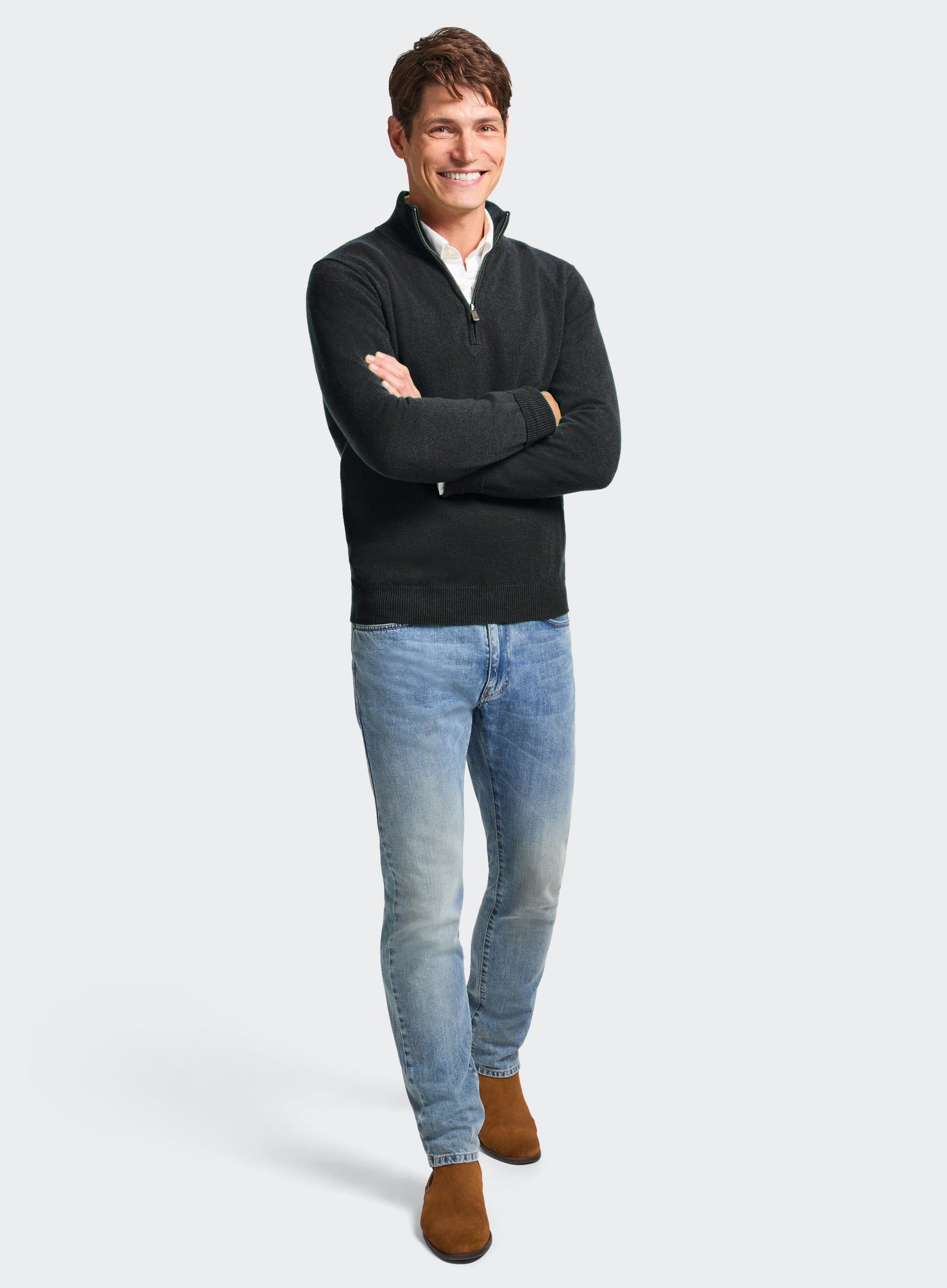 Cashmere 1/4 Zip in Charcoal