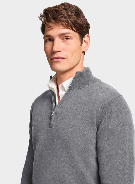 Cashmere 1/4 Zip in Mid Grey