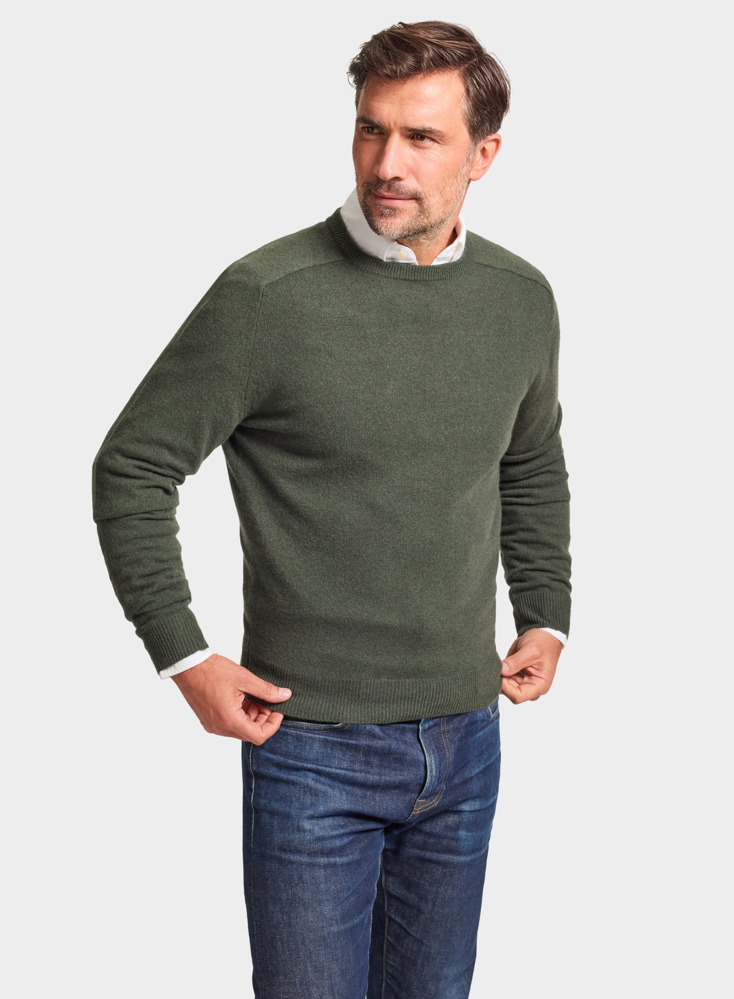 Cashmere Crew Neck in Highland Green