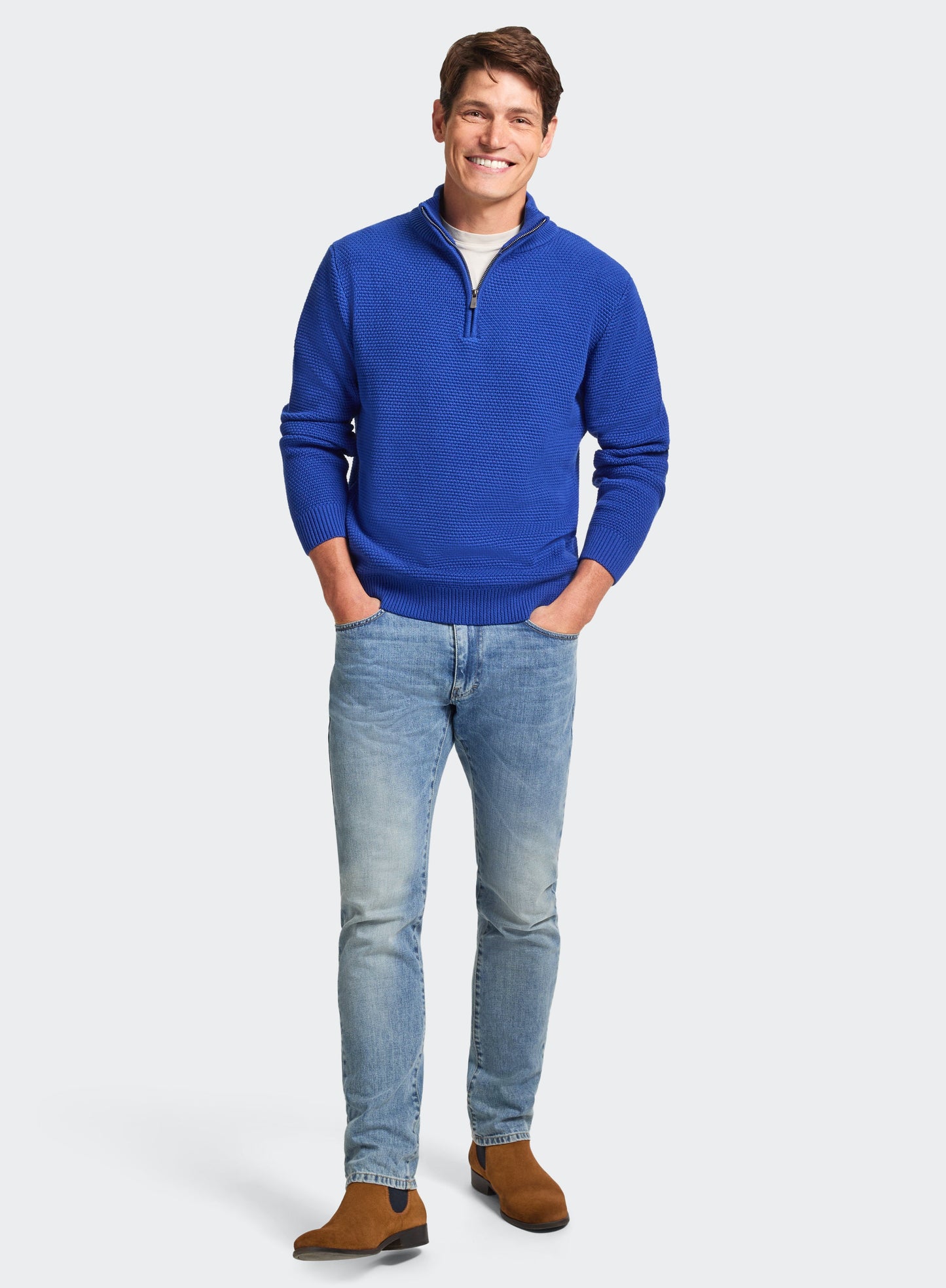 Cotton Blackberry 1/4 Zip in Blue