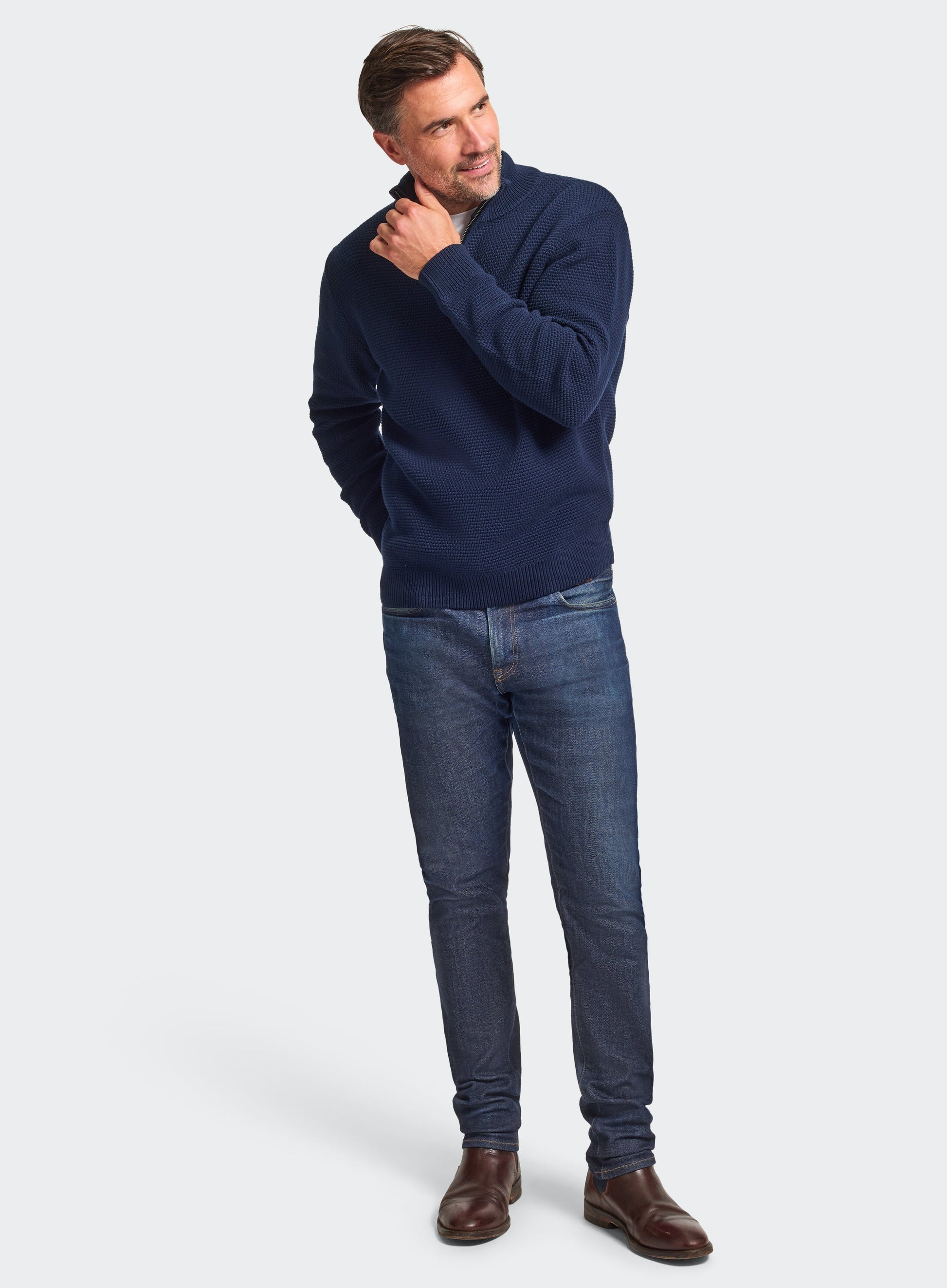 Cotton Blackberry 1/4 Zip in Navy