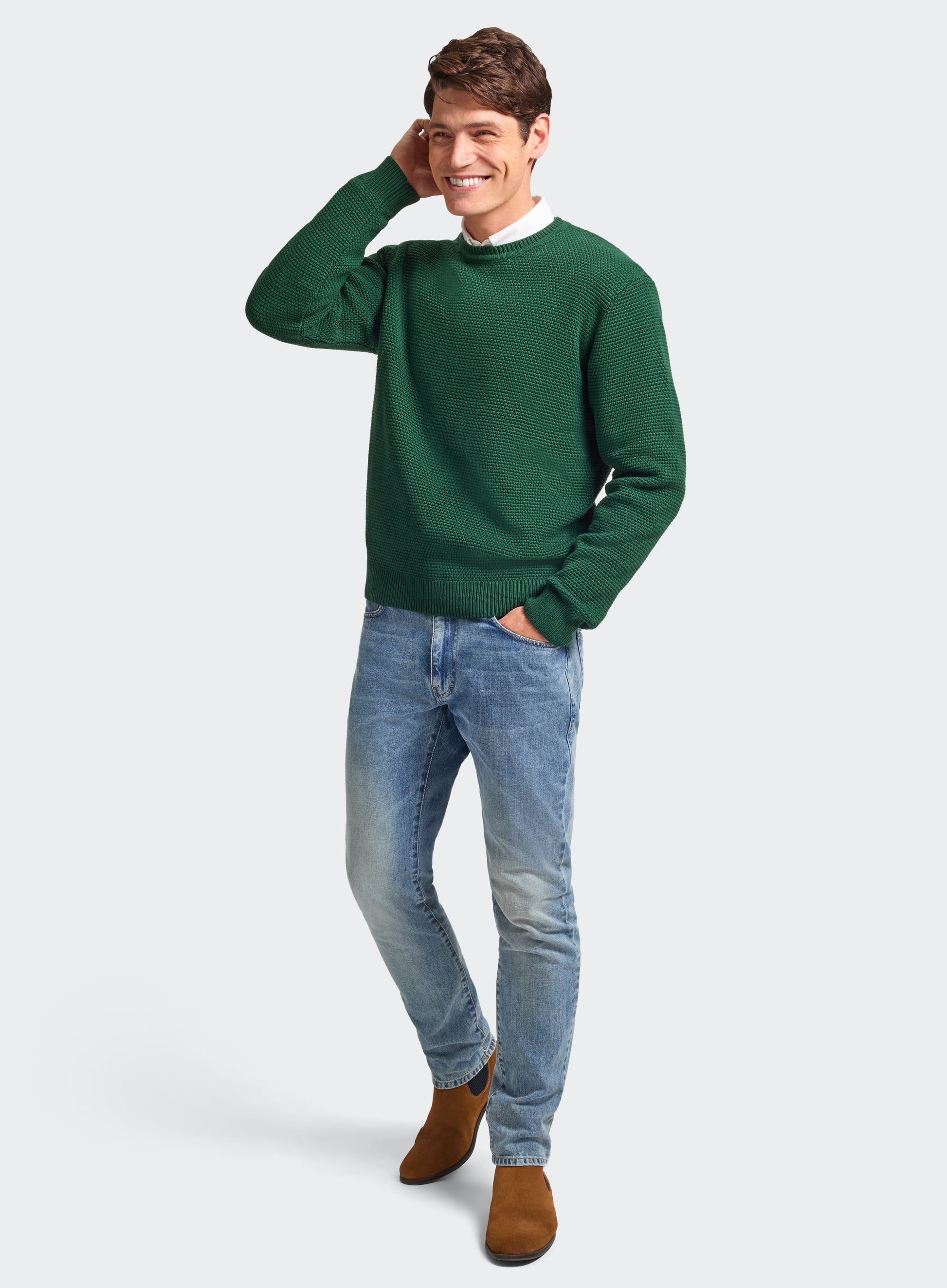 Cotton Blackberry Crew Neck in Green