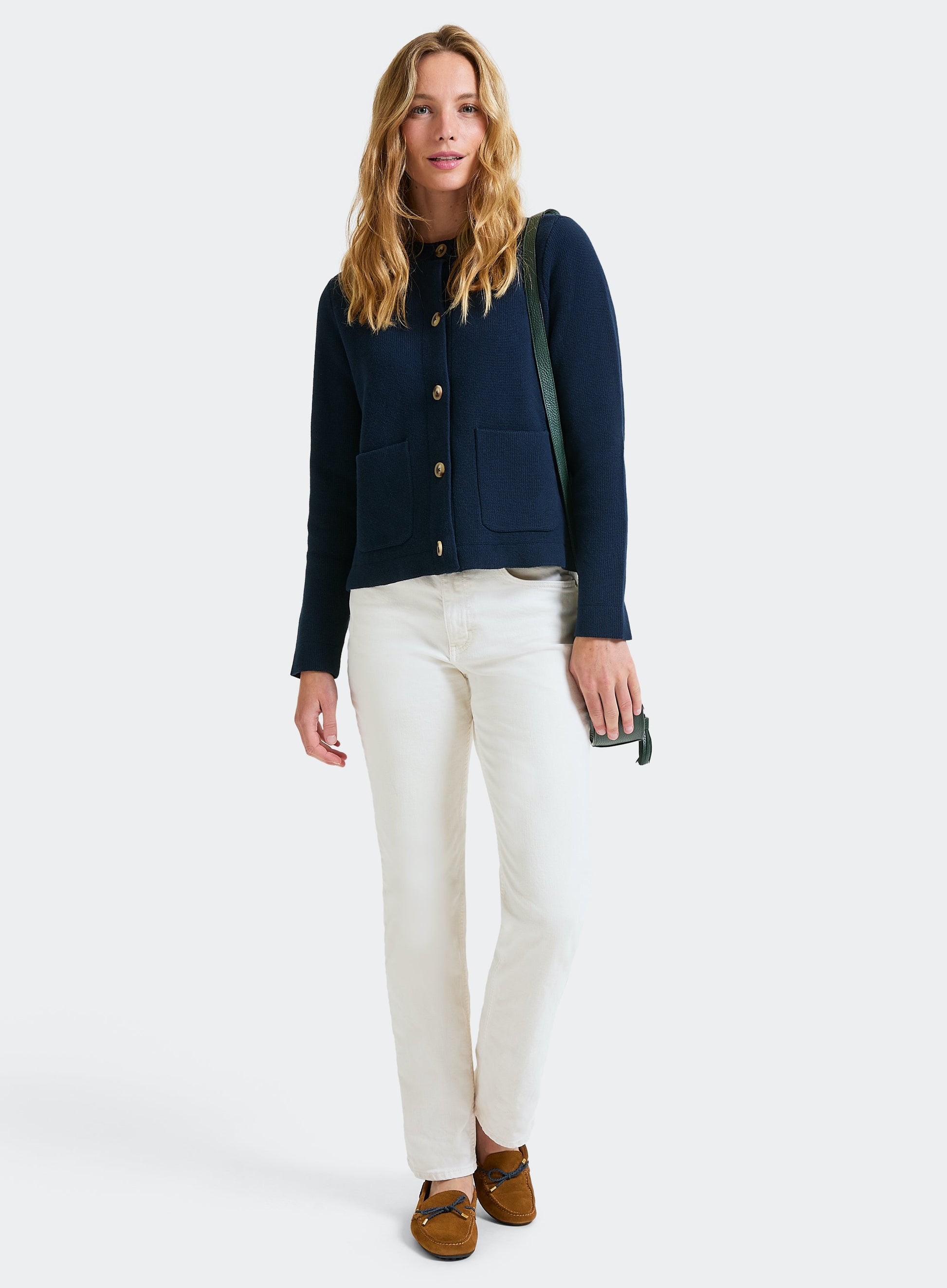 Cotton Cardigan in Navy