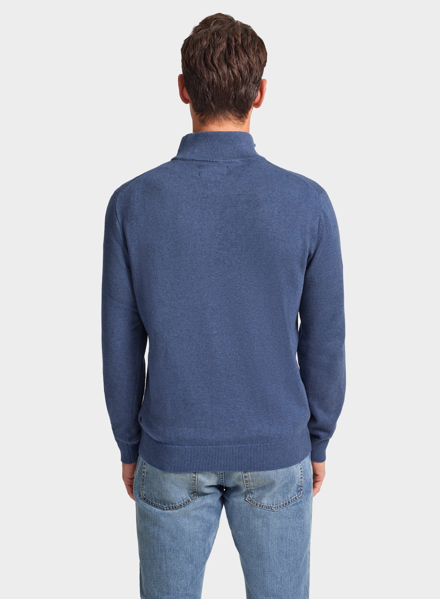 Cotton Cashmere 1/4 Zip in Denim