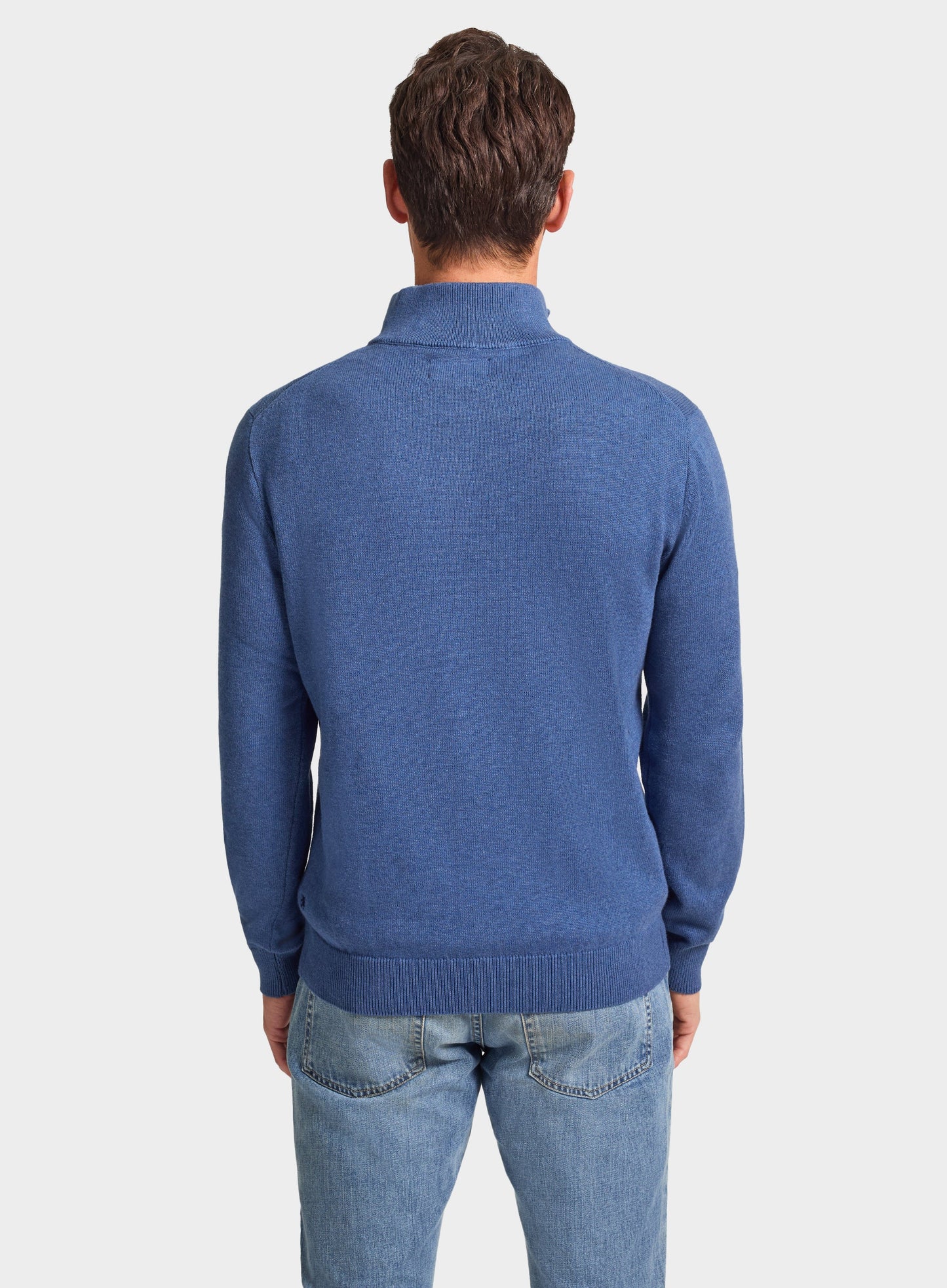 Cotton Cashmere 1/4 Zip in Harbour Blue