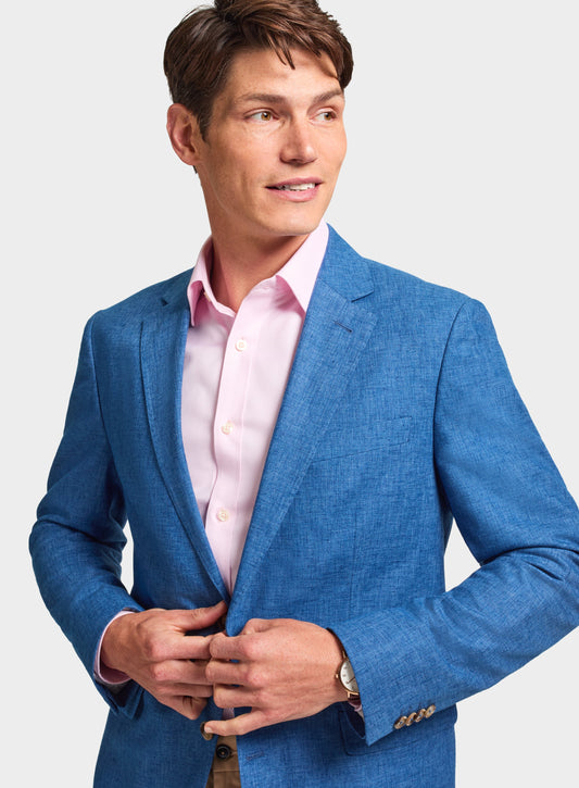 Cotton Linen Blazer - Blue