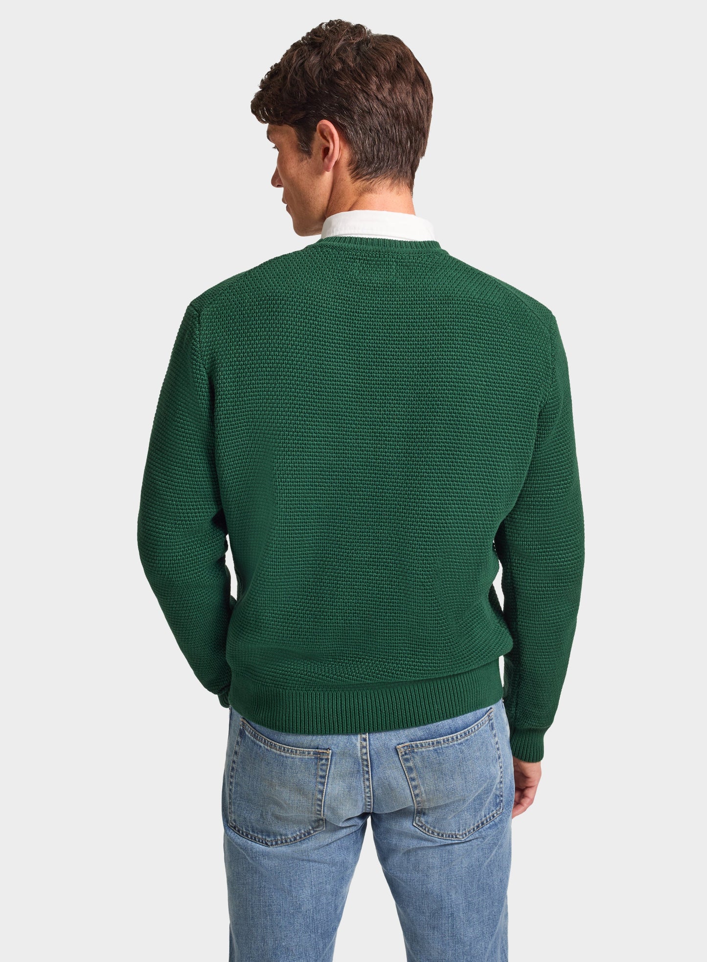 Cotton Waffle Crew Neck in Green