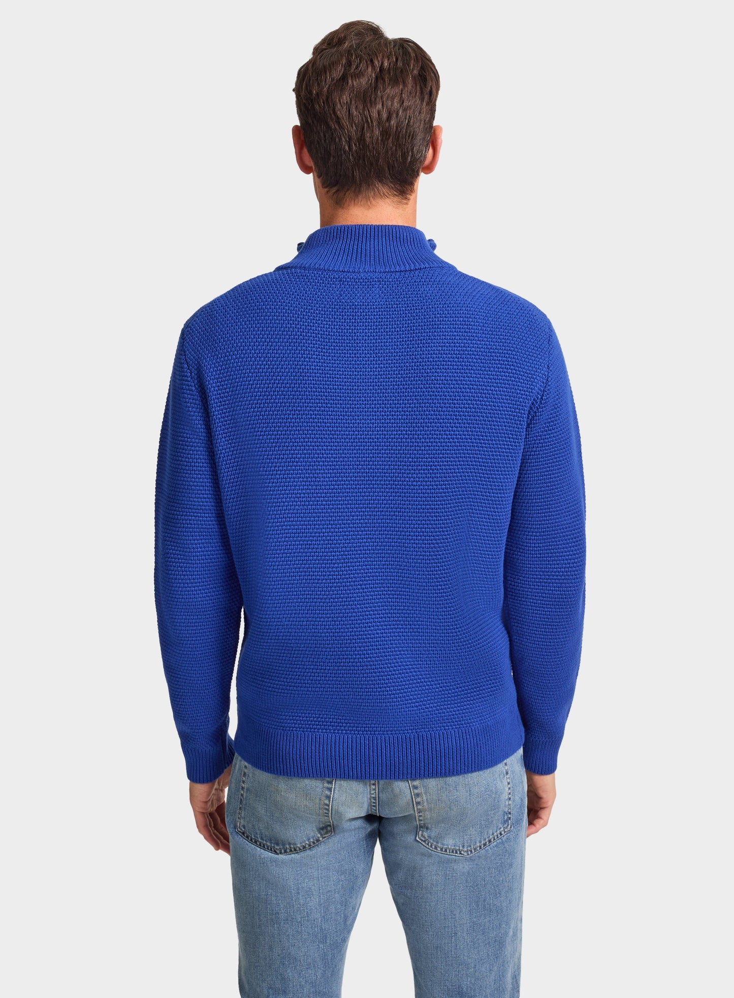 Cotton Waffle ¼ Zip in Blue