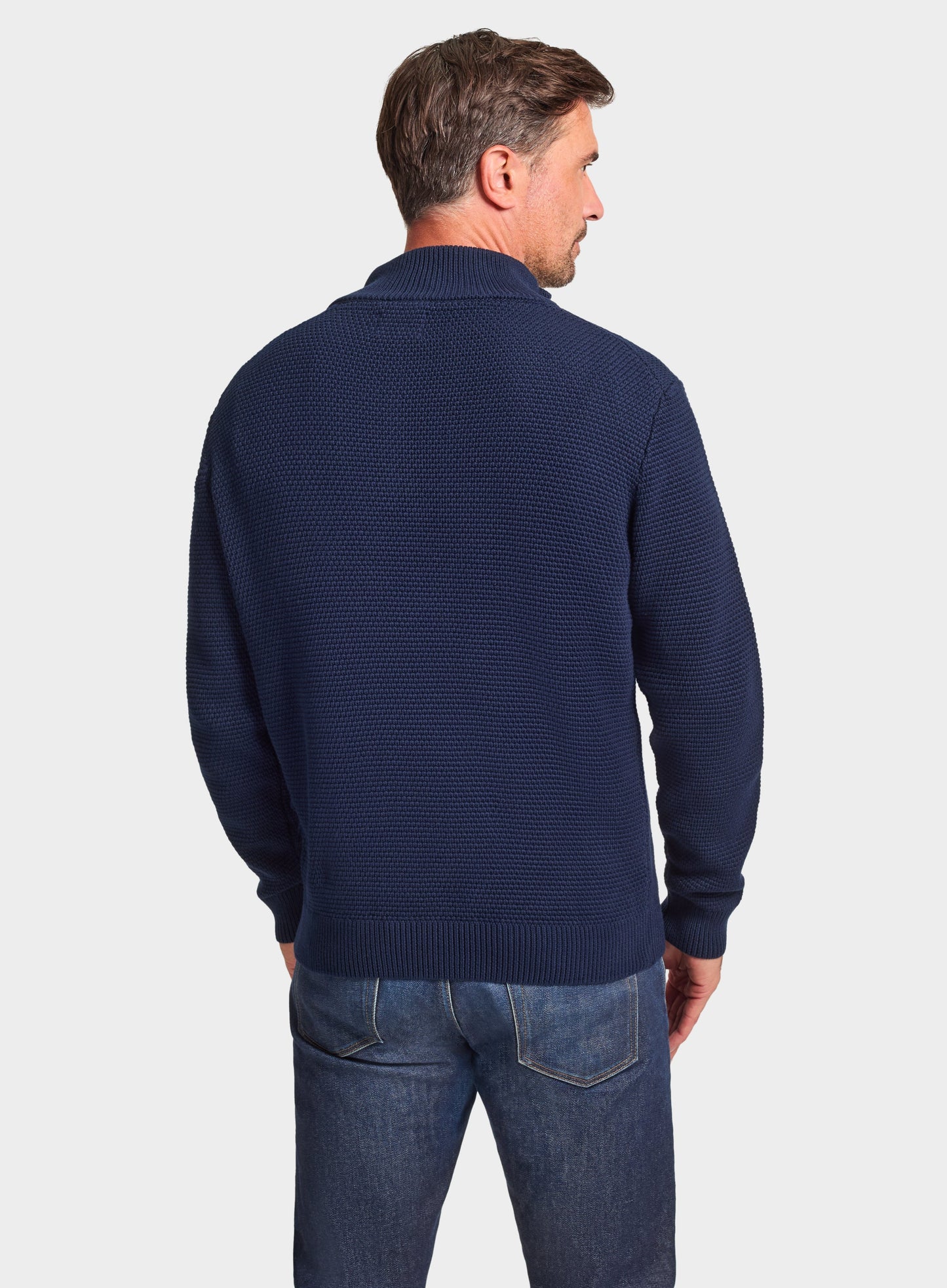 Cotton Waffle ¼ Zip in Navy