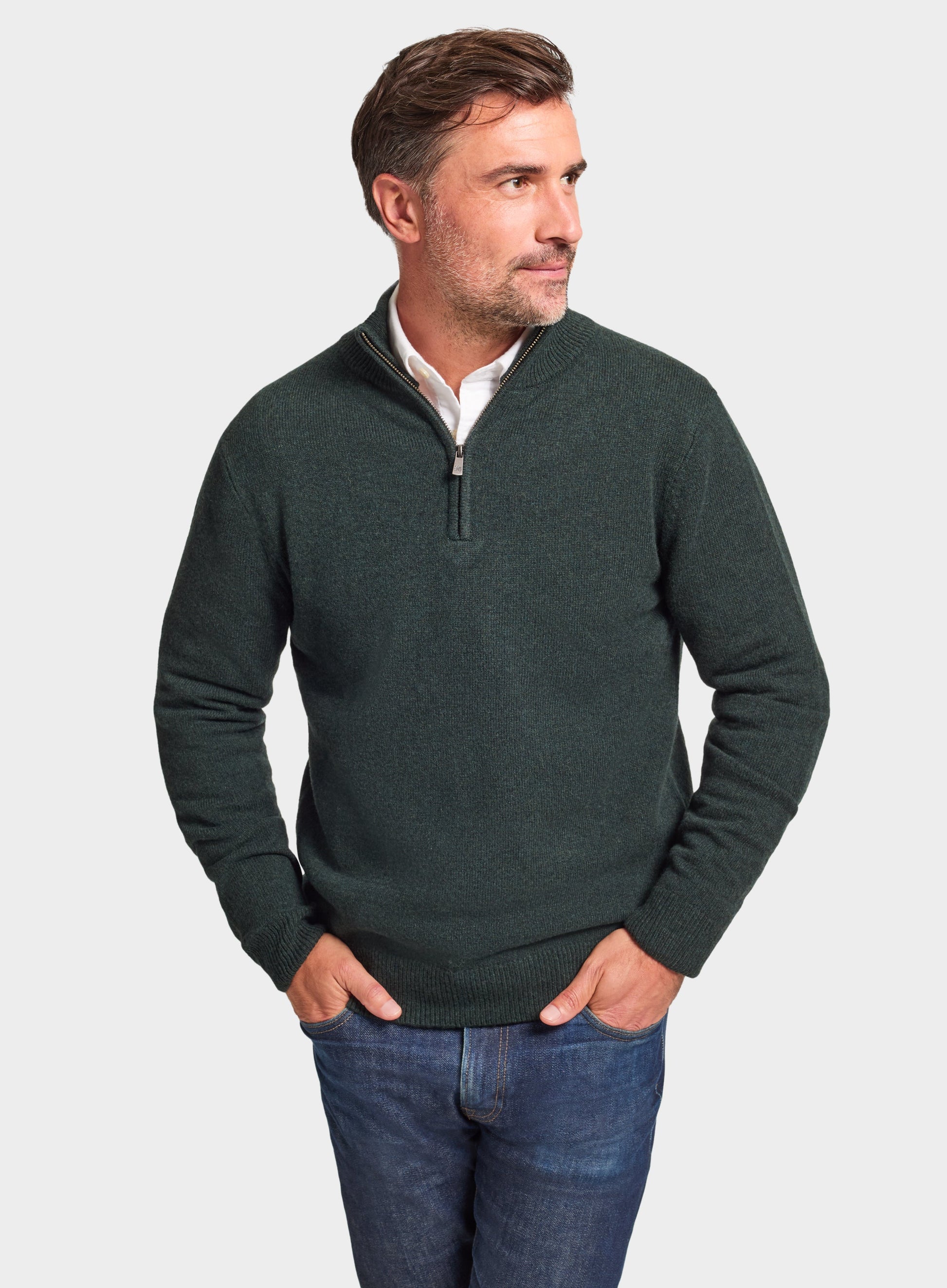 Lambswool 1/4 Zip in Sage