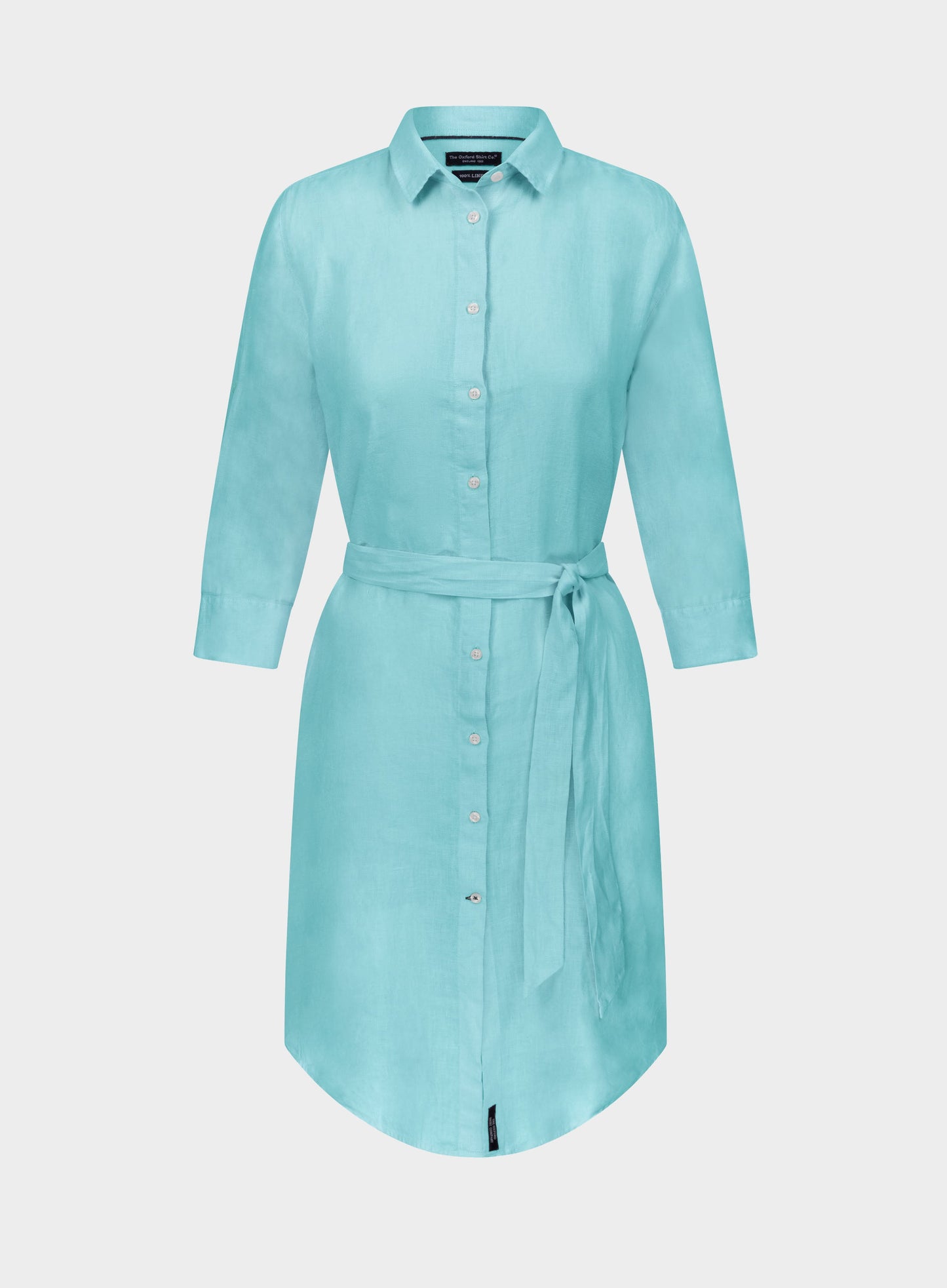 Linen Shirt Dress - Aqua