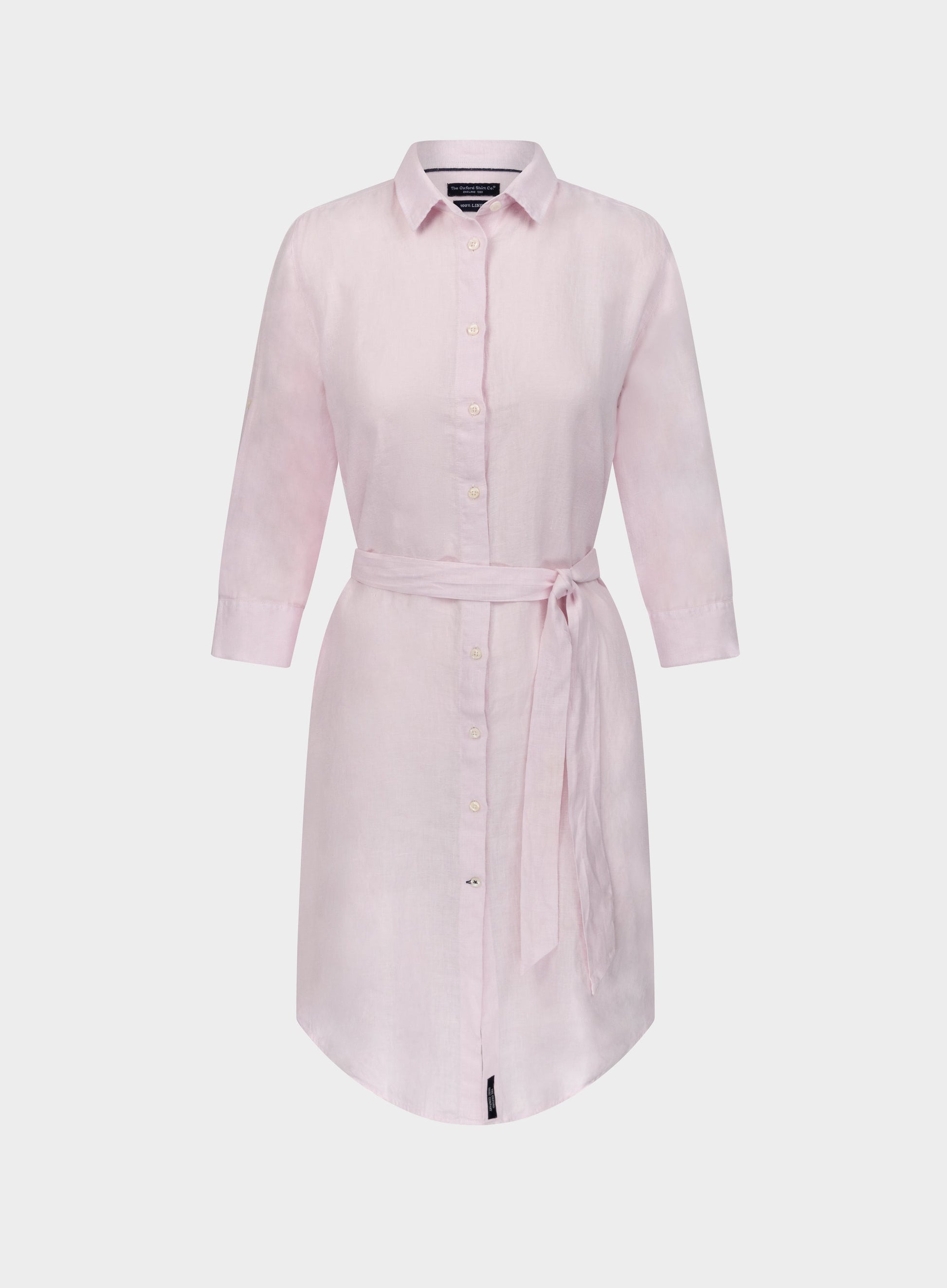 Linen Shirt Dress - Pink