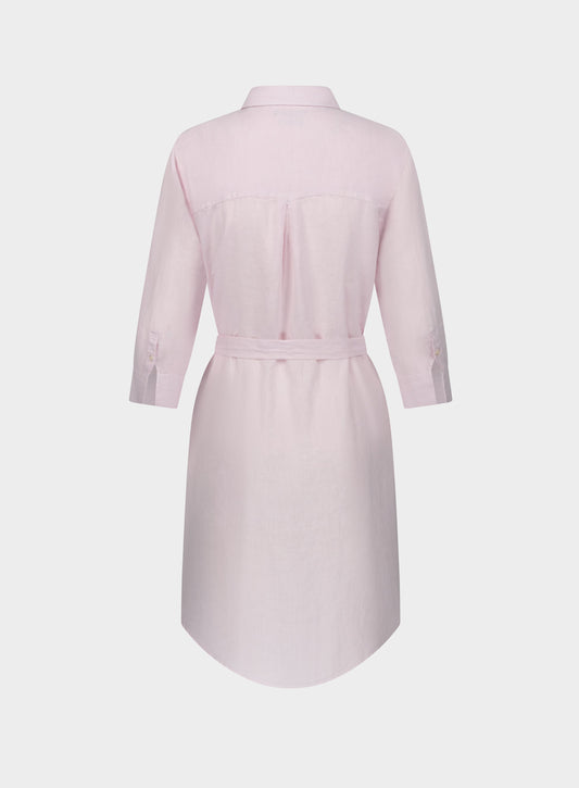 Linen Shirt Dress - Pink