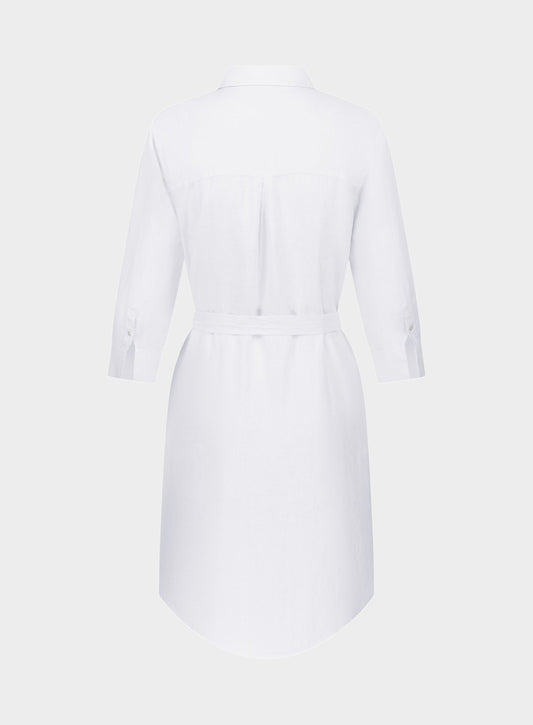 Linen Shirt Dress - White