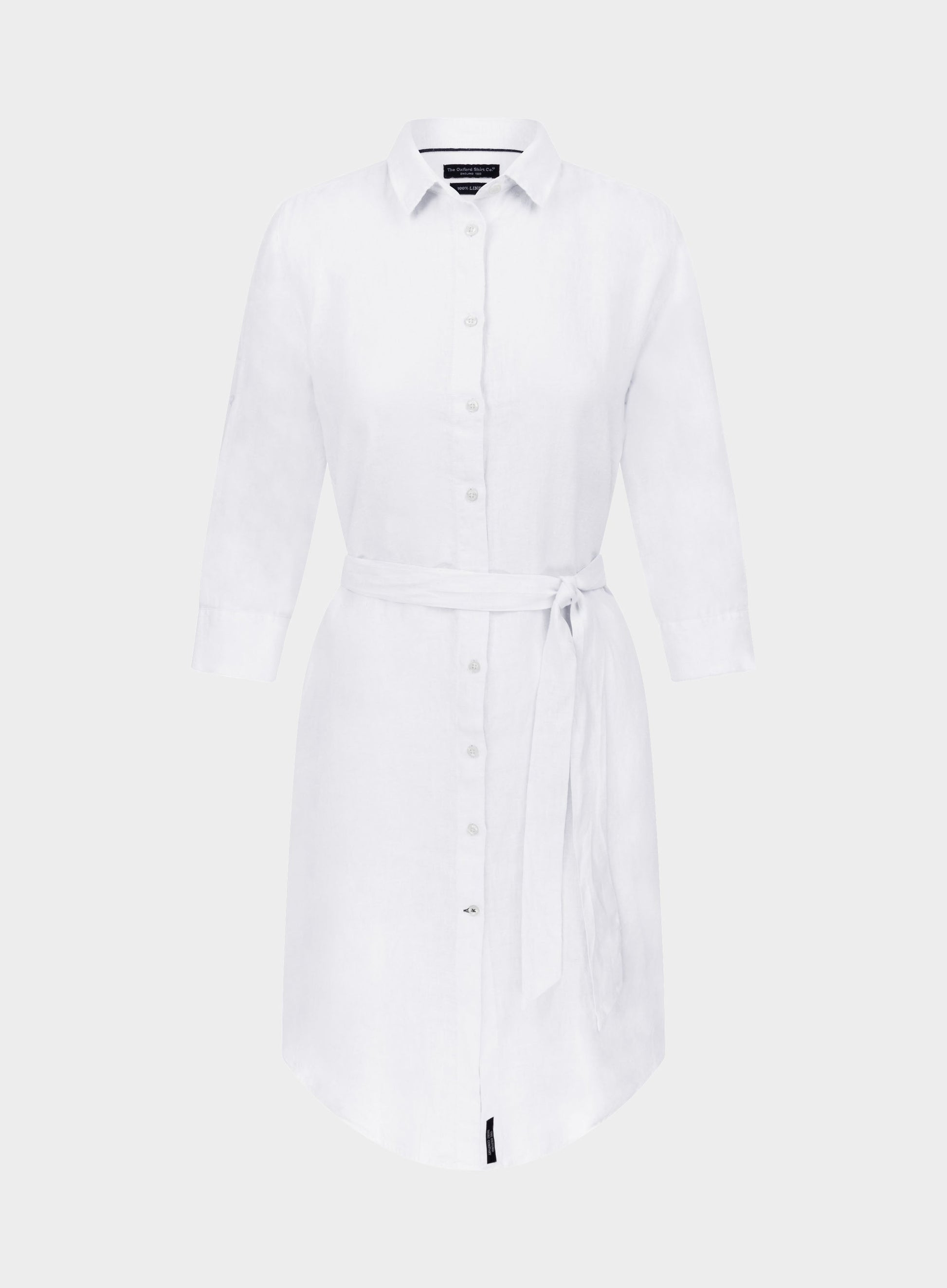 Linen Shirt Dress - White