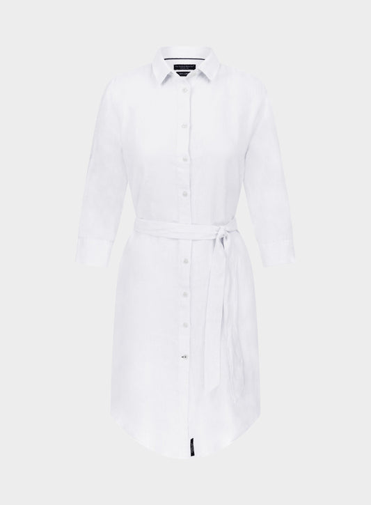 Linen Shirt Dress - White