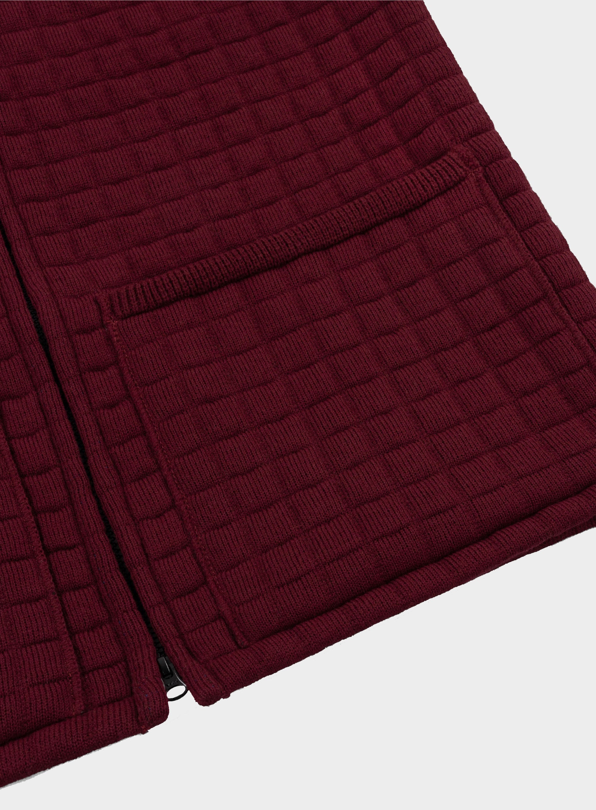 Quilted Nehru Wool Gilet - Burgundy