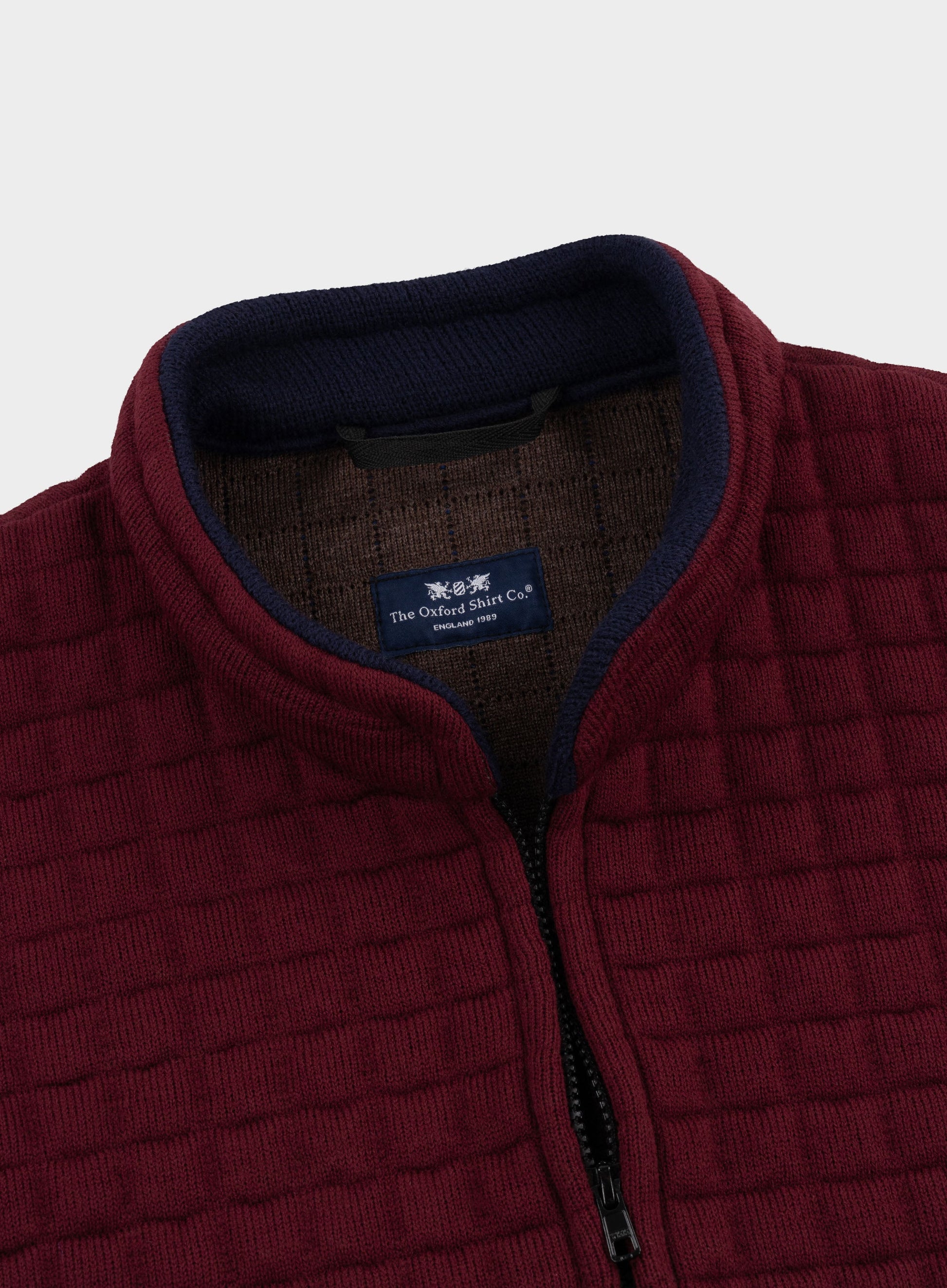 Quilted Nehru Wool Gilet - Burgundy