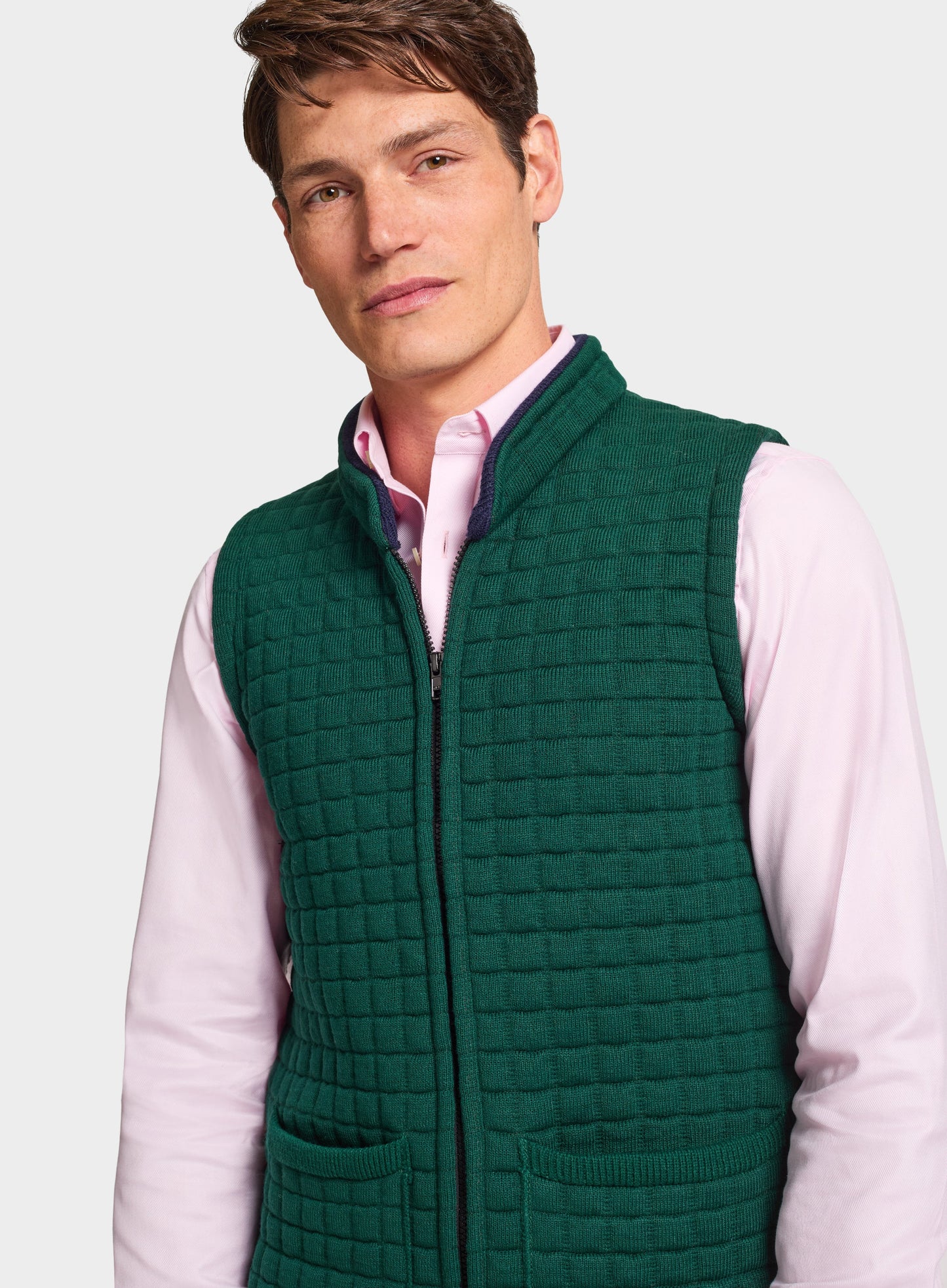 Quilted Nehru Wool Gilet - Green