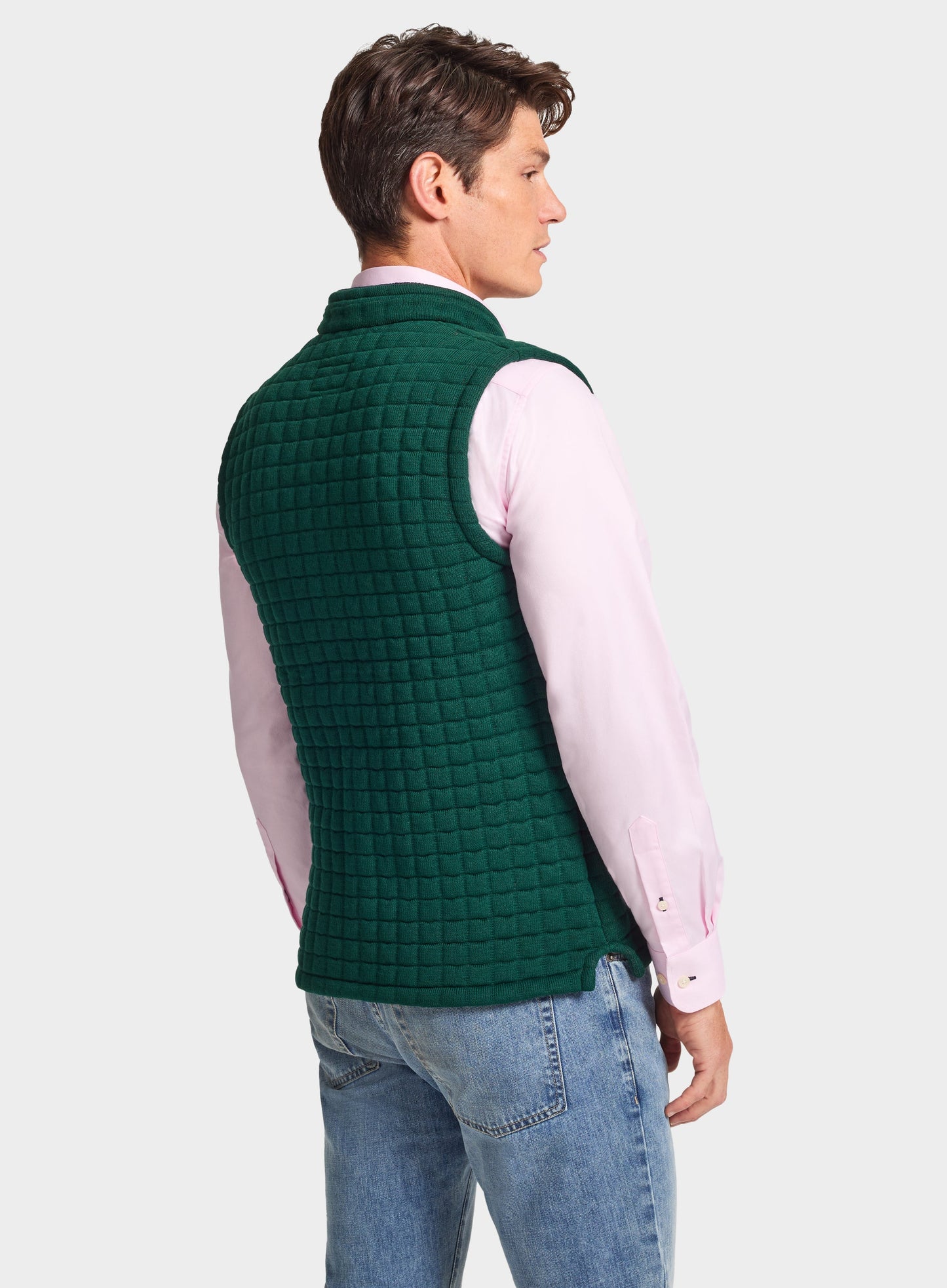 Quilted Nehru Wool Gilet - Green