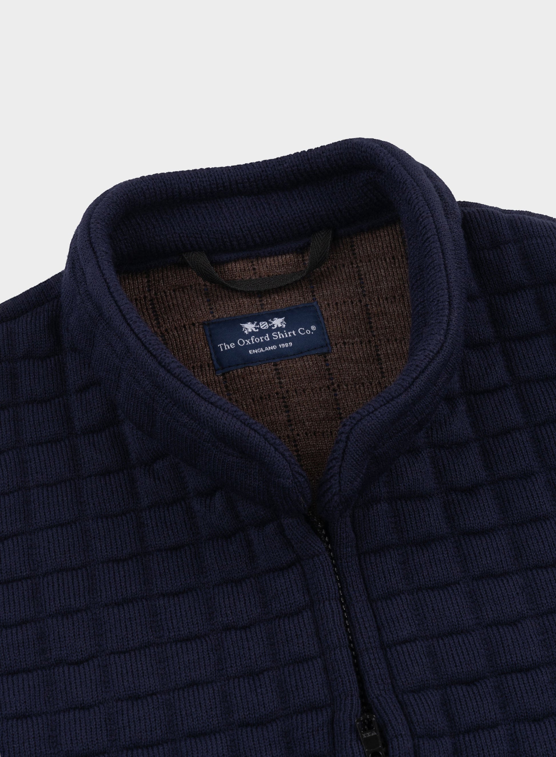 Quilted Nehru Wool Gilet - Navy