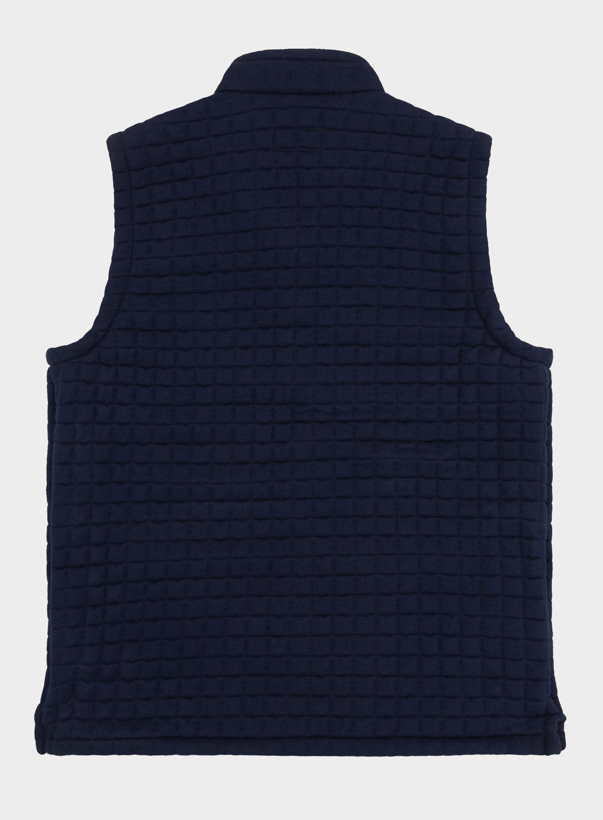 Quilted Nehru Wool Gilet - Navy