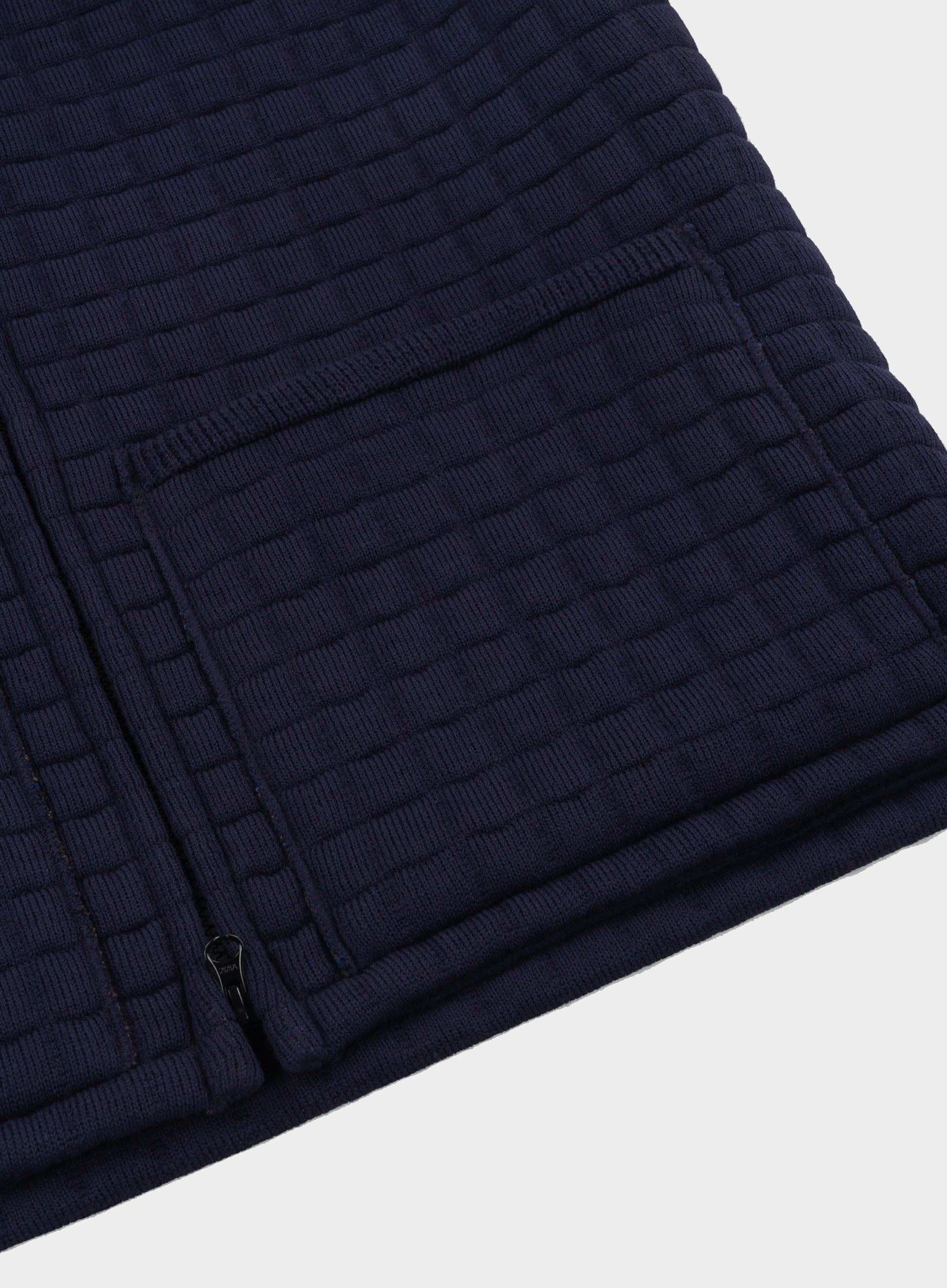 Quilted Nehru Wool Gilet - Navy