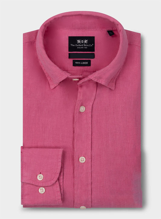 Womens Linen Shirt in Pink Cerise