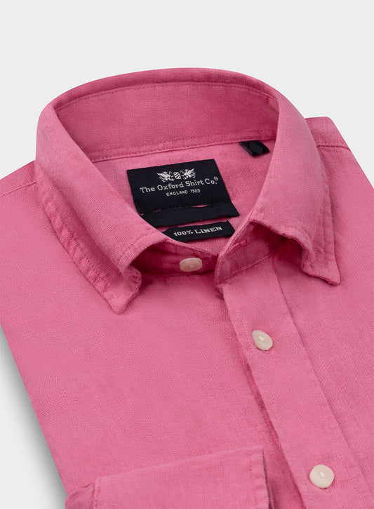 Womens Linen Shirt in Pink Cerise