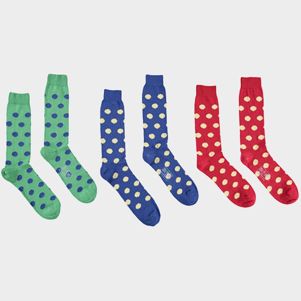 Mens 3 Pack of Socks in Multi Spots Oxford Shirt Co