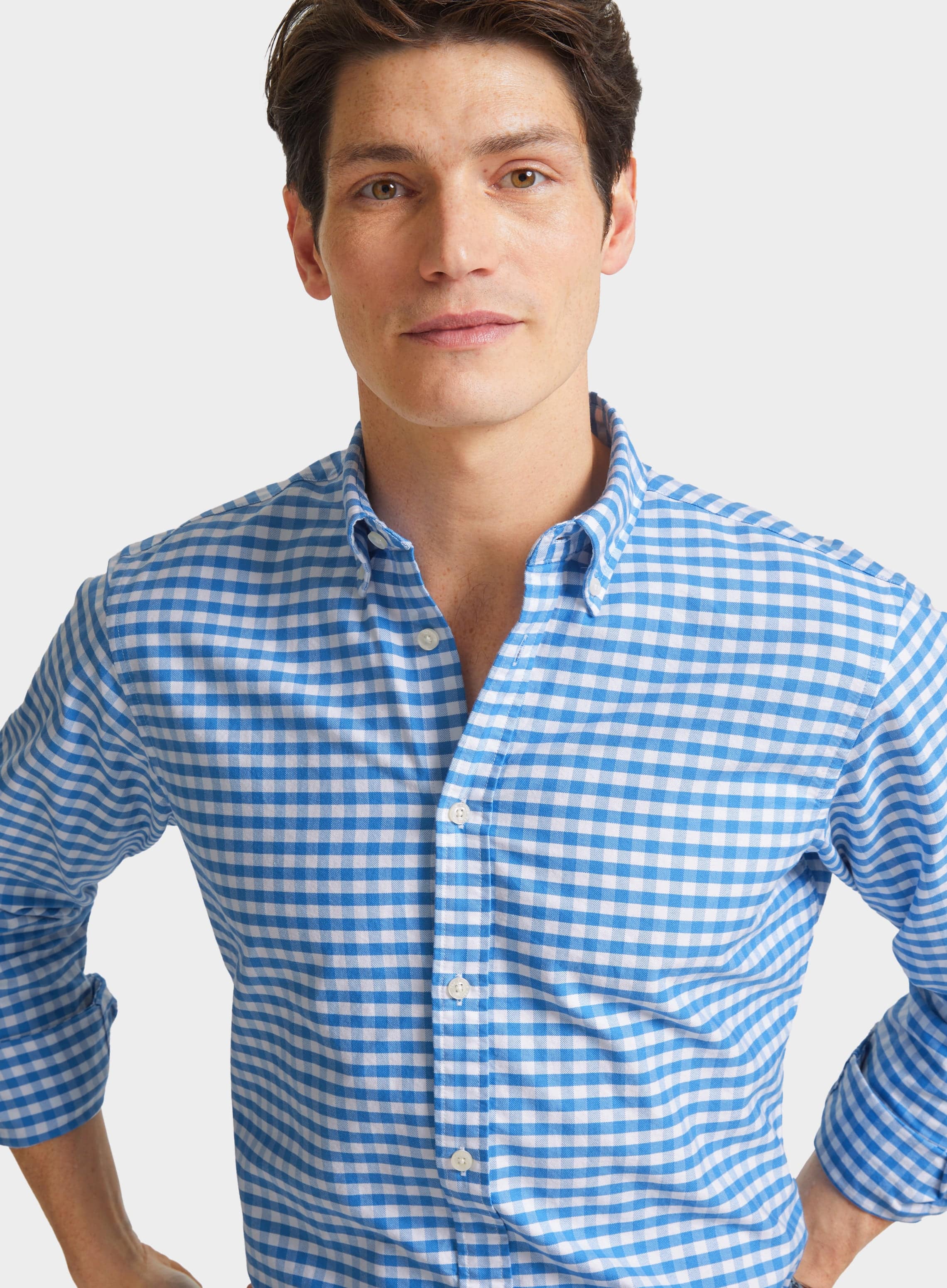 Blue checkered shirt clearance mens