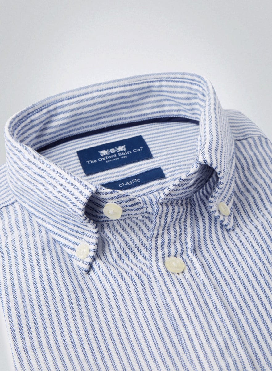 Mens Button Down Oxford Shirt in Dark Stripe - Oxford Shirt Co.